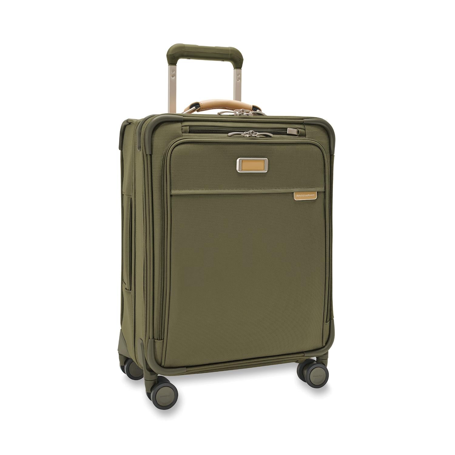 Briggs and Riley Global Carry-On Spinner Olive Side View #color_olive