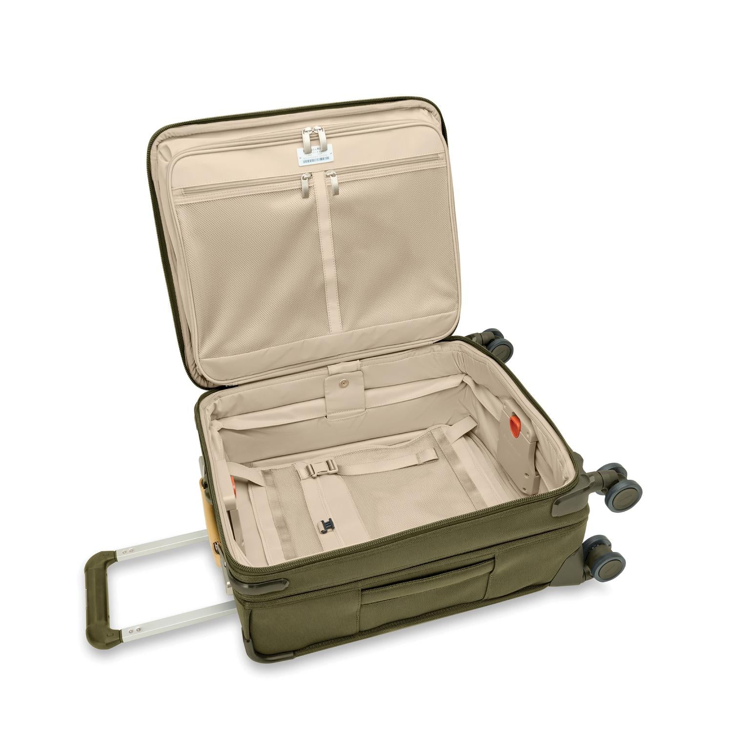 Briggs and Riley Global Carry-On Spinner Olive Open #color_olive