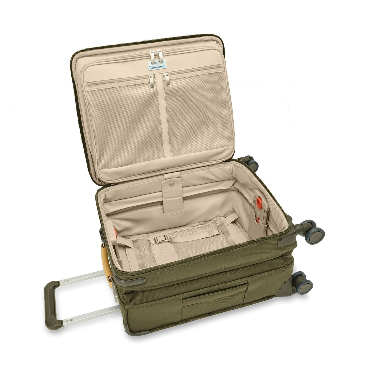 Briggs and Riley Global Carry-On Spinner Olive Open View #color_olive