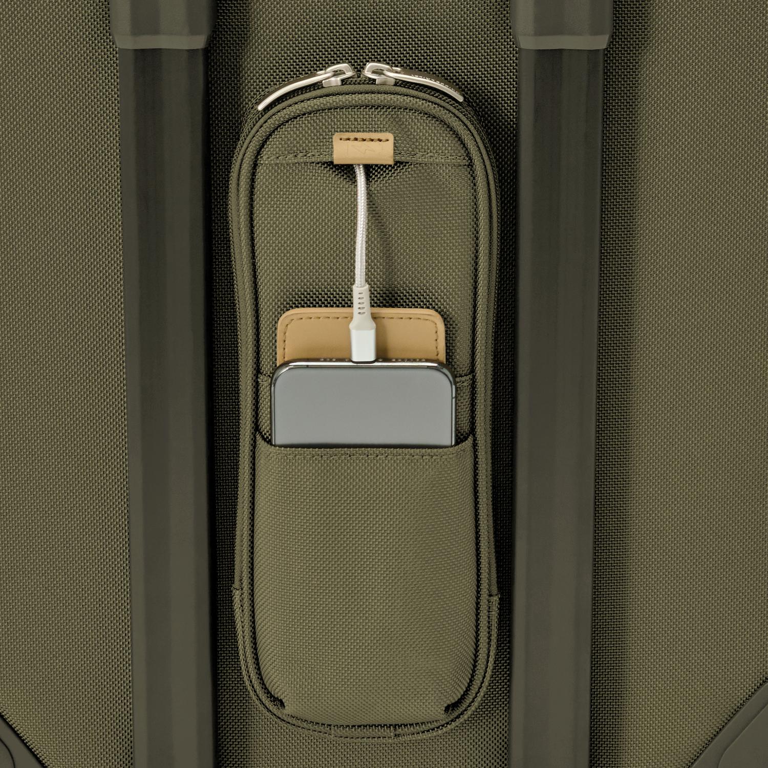 Briggs and Riley Global Carry-On Spinner Olive Back Pocket #color_olive