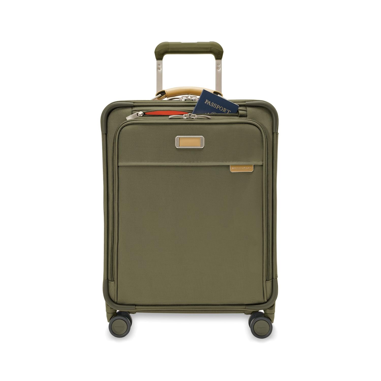 Briggs and Riley Global Carry-On Spinner Olive Front Pocket #color_olive