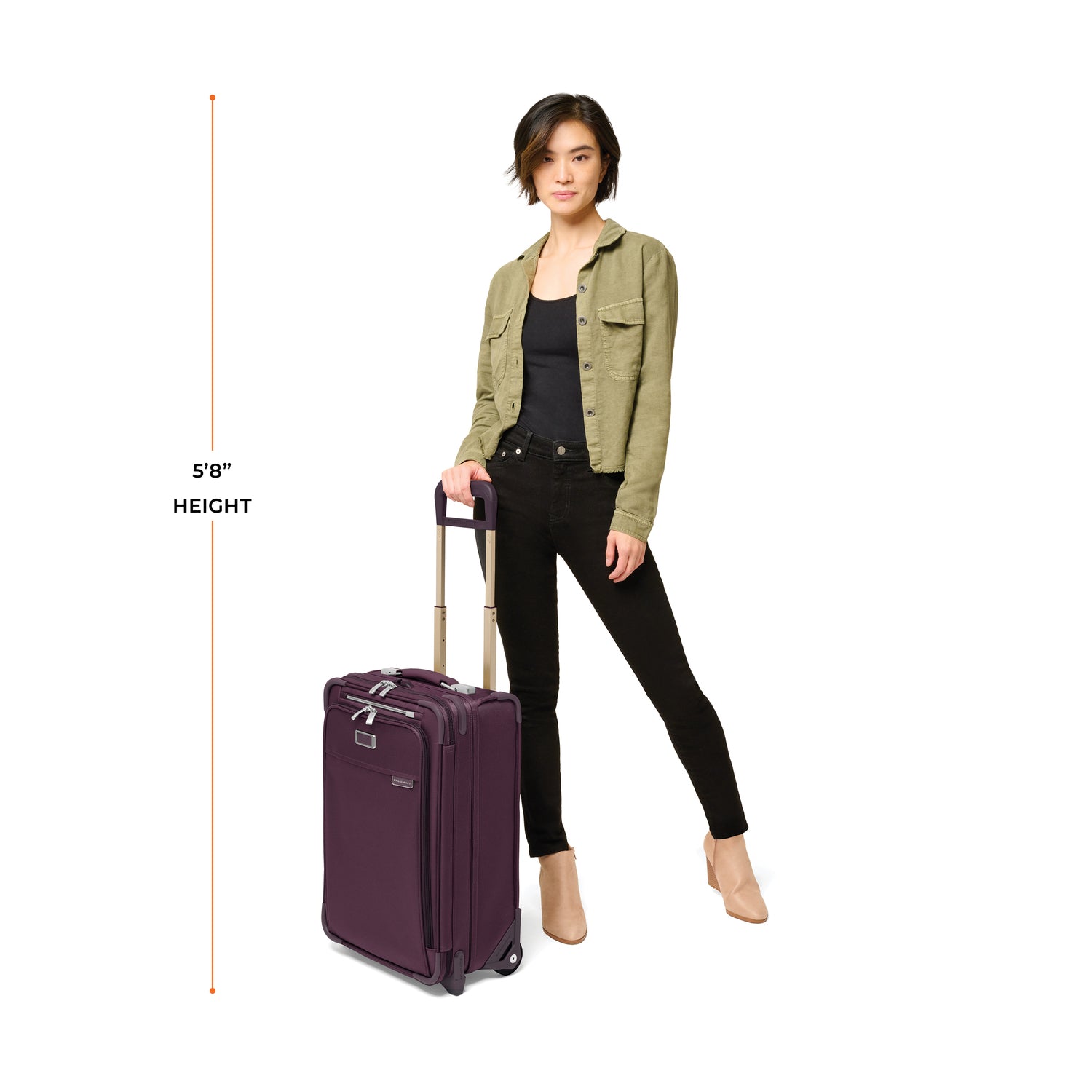 Briggs and Riley Essential 2-wheel Carry-On, Model Height 5'8" #color_plum