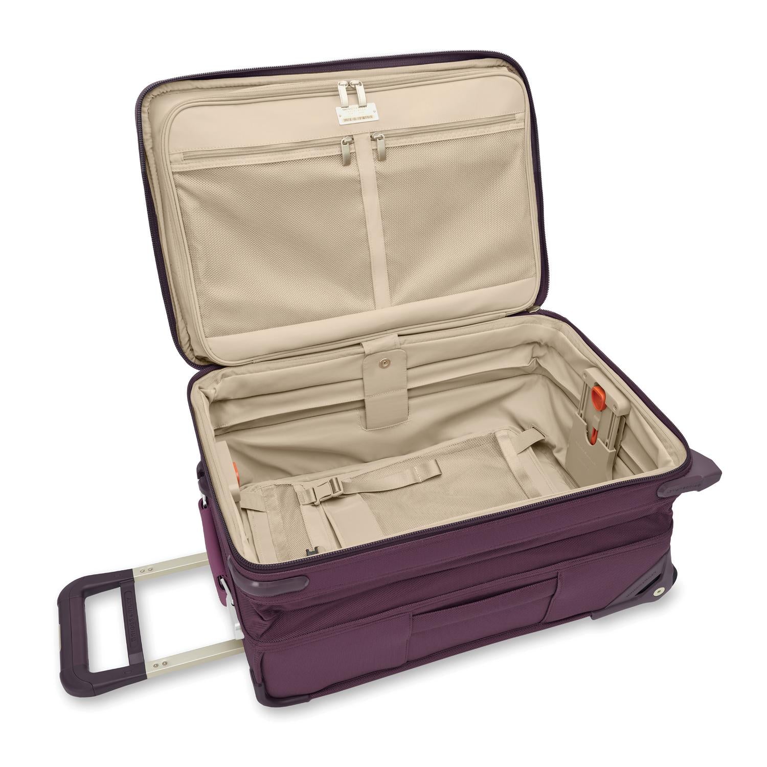 Baseline Essential 22" 2-Wheel Expandable Carry-On Plum Open #color_plum