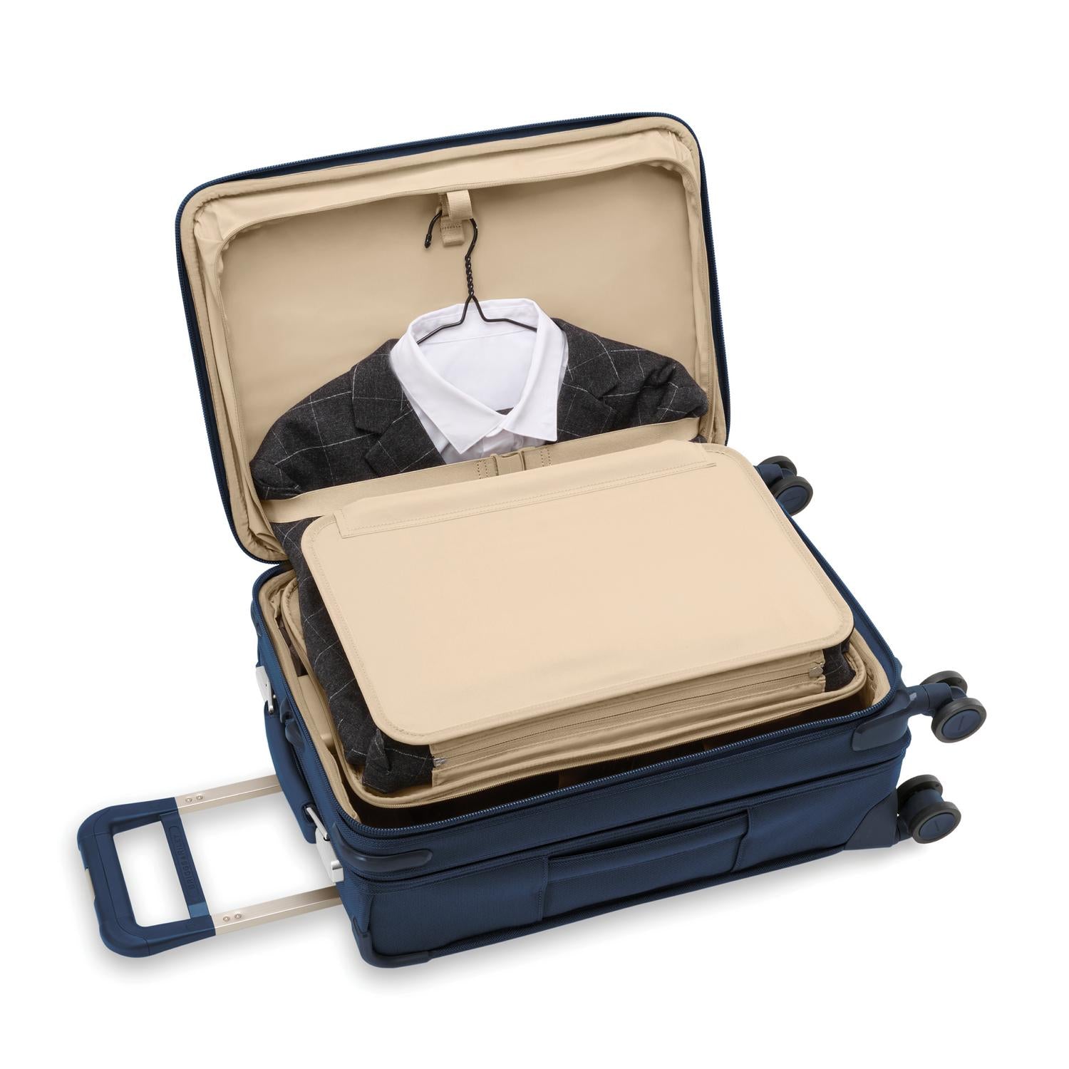 Briggs and Riley Essential Carry-On Spinner Navy Tri-Fold Garment Folder #color_navy