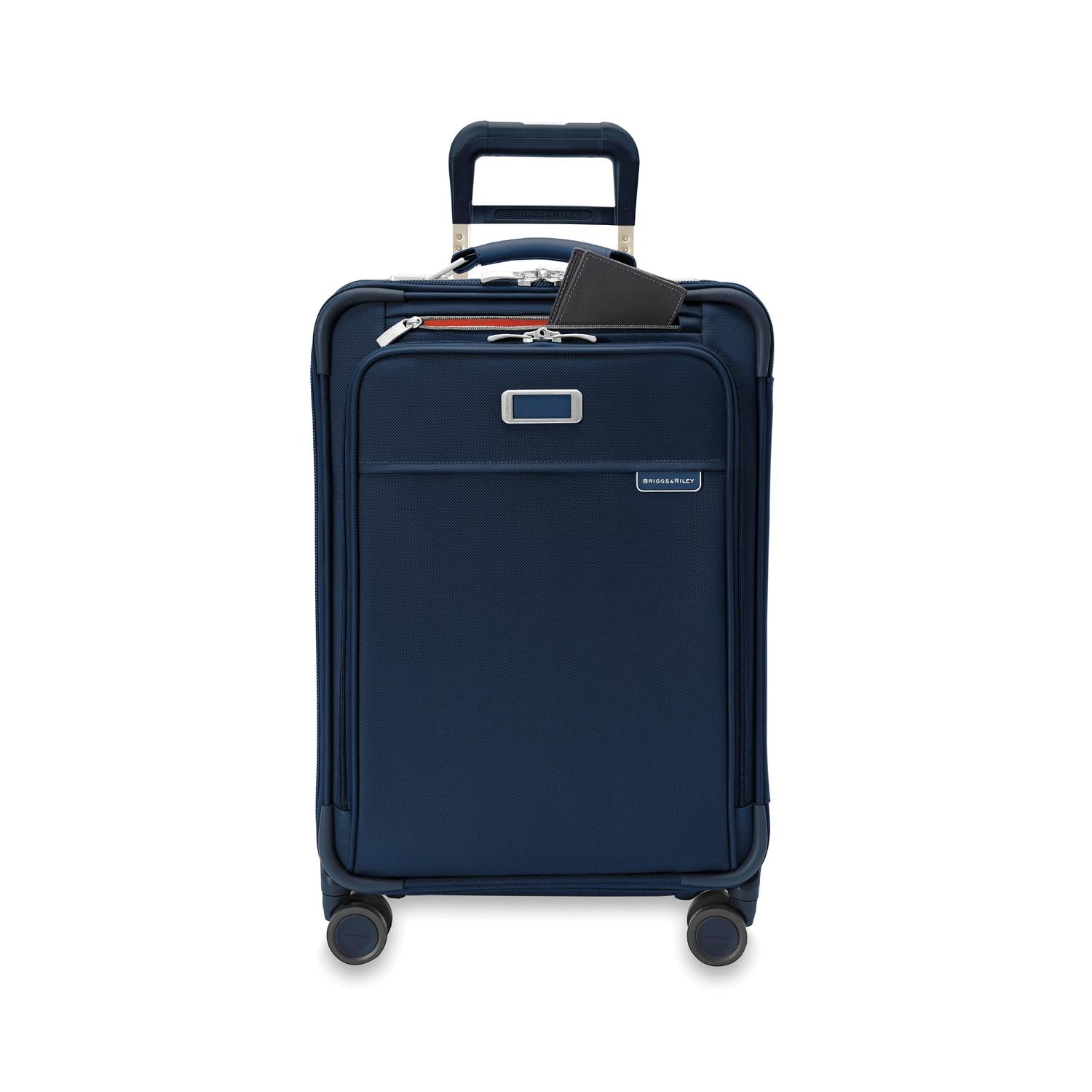 Briggs and Riley Essential Carry-On Spinner Navy Front Pocket #color_navy