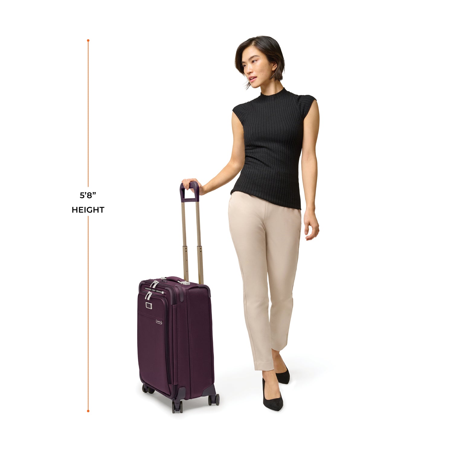 Briggs and Riley Essential Carry-On Spinner, Model Height 5'8" #color_plum