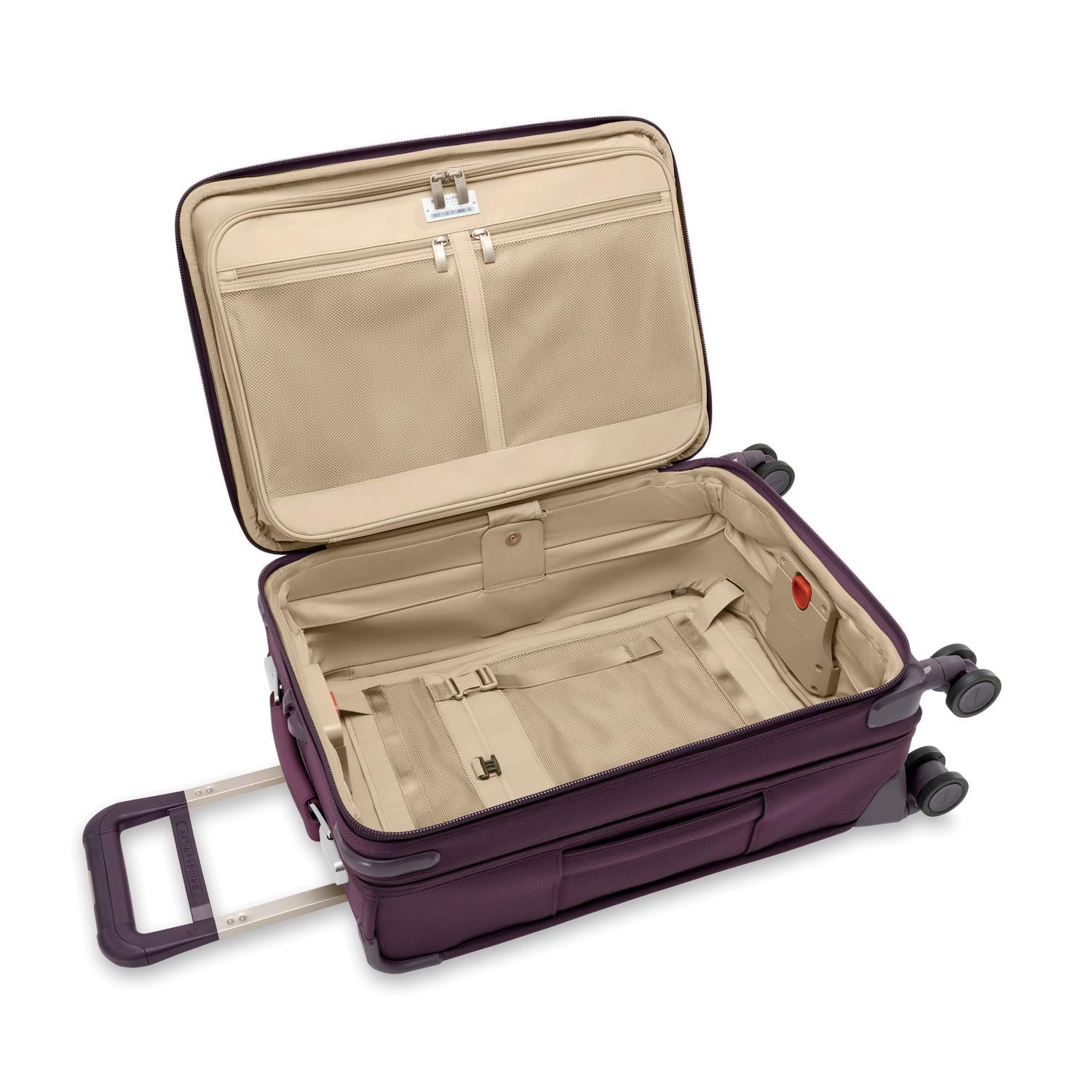 Baseline Essential 22" Carry-On Expandable Spinner Plum Open #color_plum
