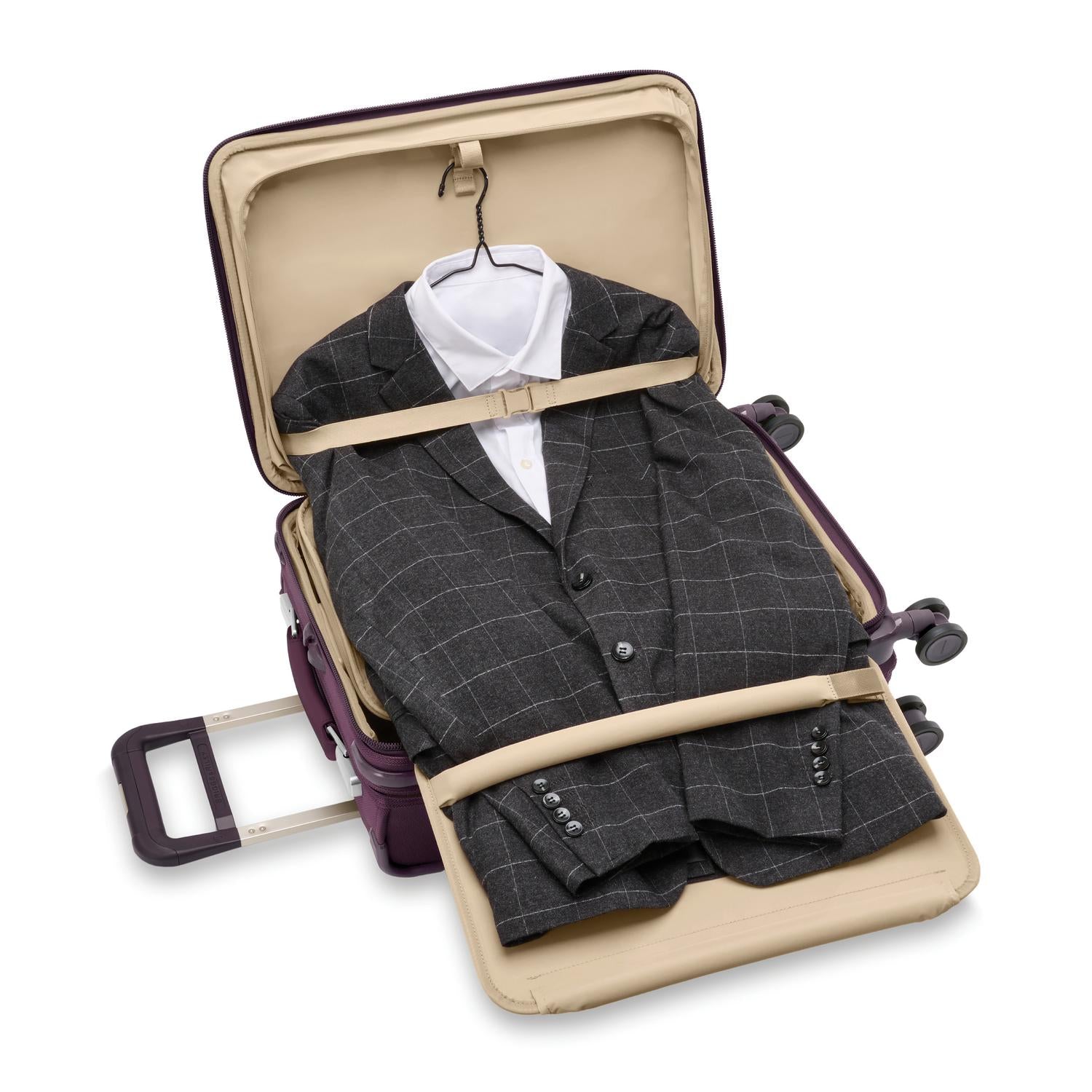 Baseline Essential 22" Carry-On Expandable Spinner Plum Garment Folder #color_plum