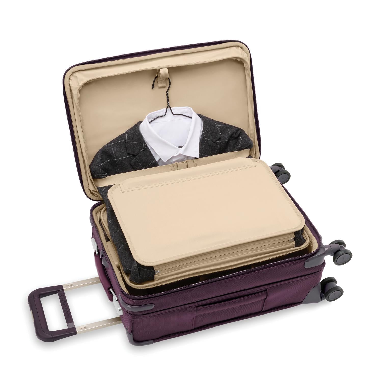 Baseline Essential 22" Carry-On Expandable Spinner Plum Garment Folder  #color_plum