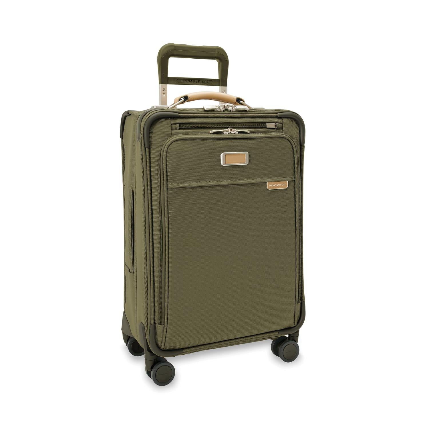 Briggs and Riley Essential Carry-On Spinner Olive Side View  #color_olive