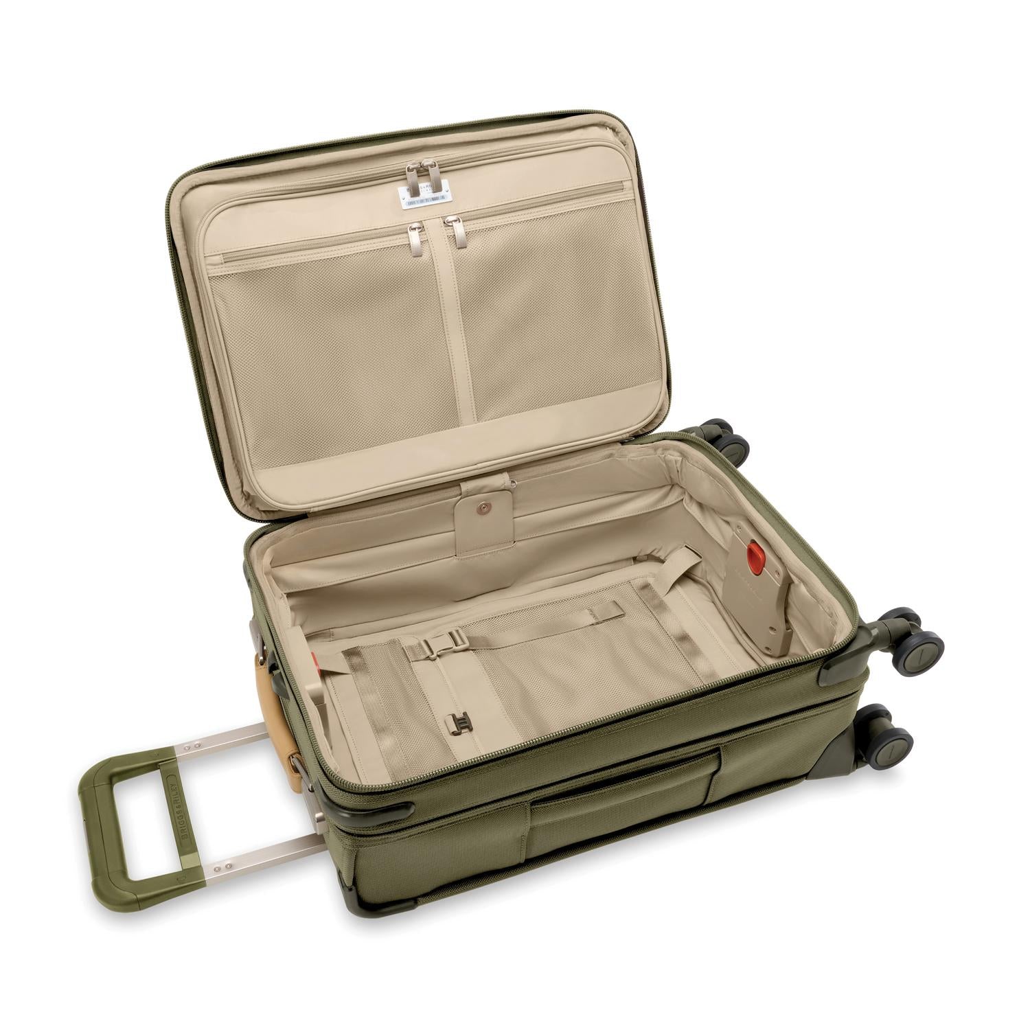 Briggs and Riley Essential Carry-On Spinner Olive Open #color_olive