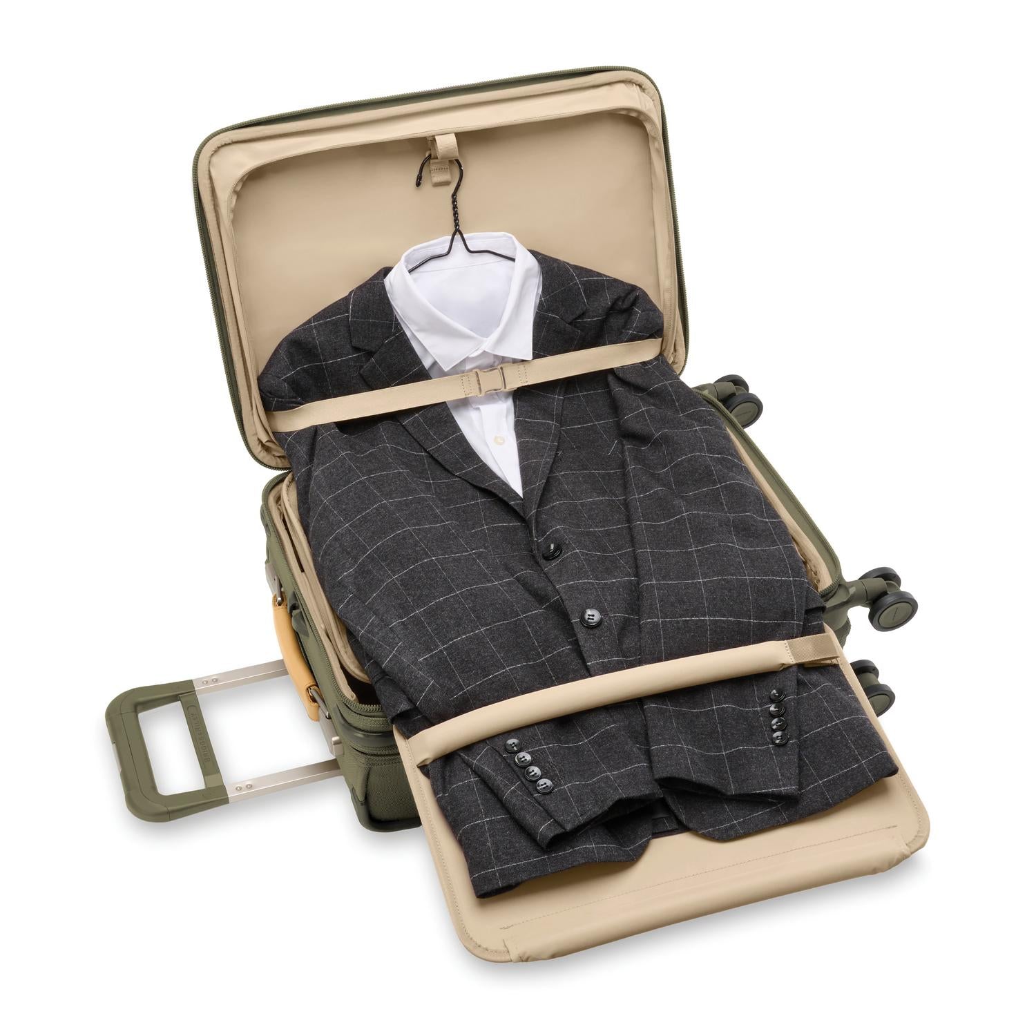 Briggs and Riley Essential Carry-On Spinner Olive Open View  #color_olive