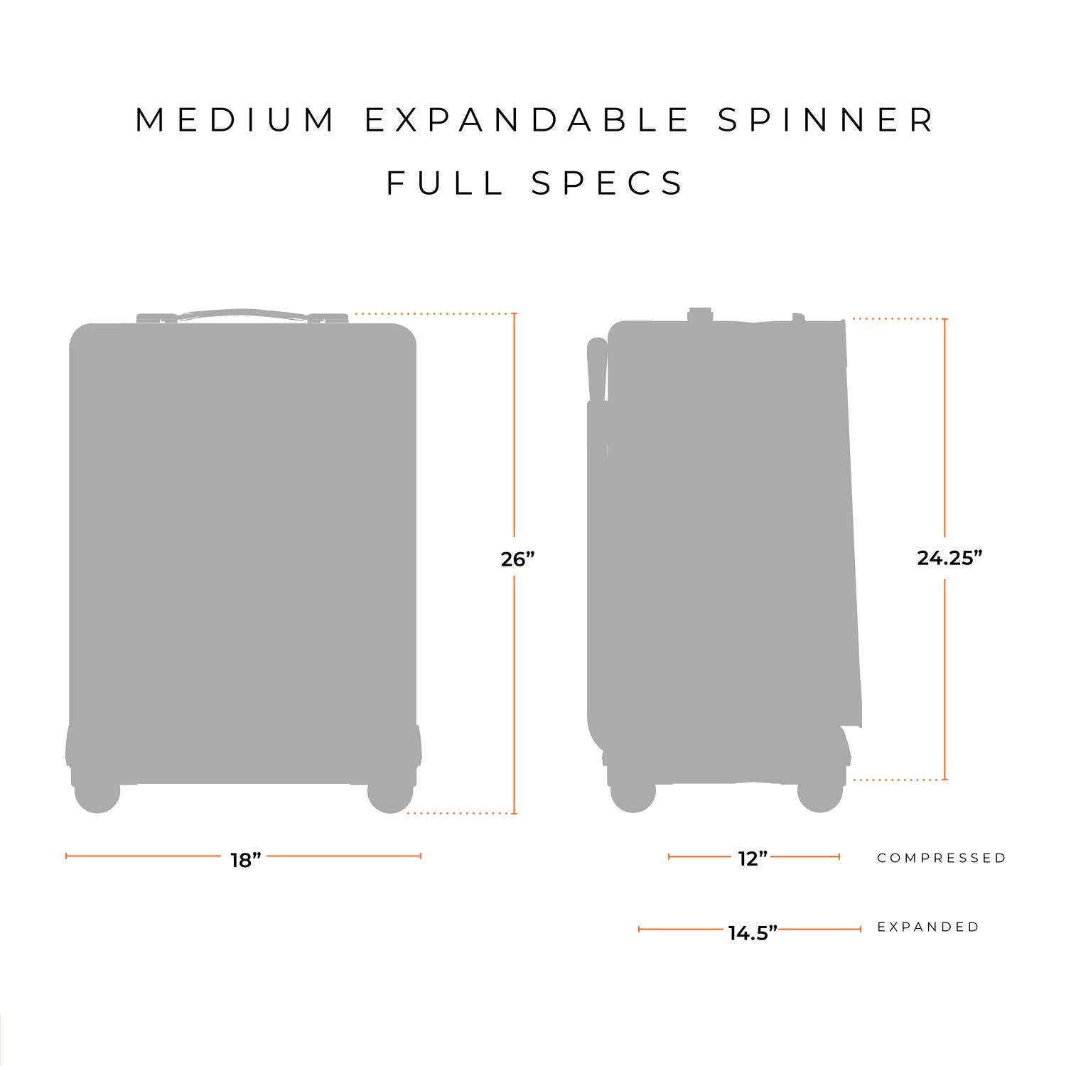 Briggs and Riley Medium Expandable Spinner Full Specs 18"x26"x12" compressed or 14.5" expanded #color_olive