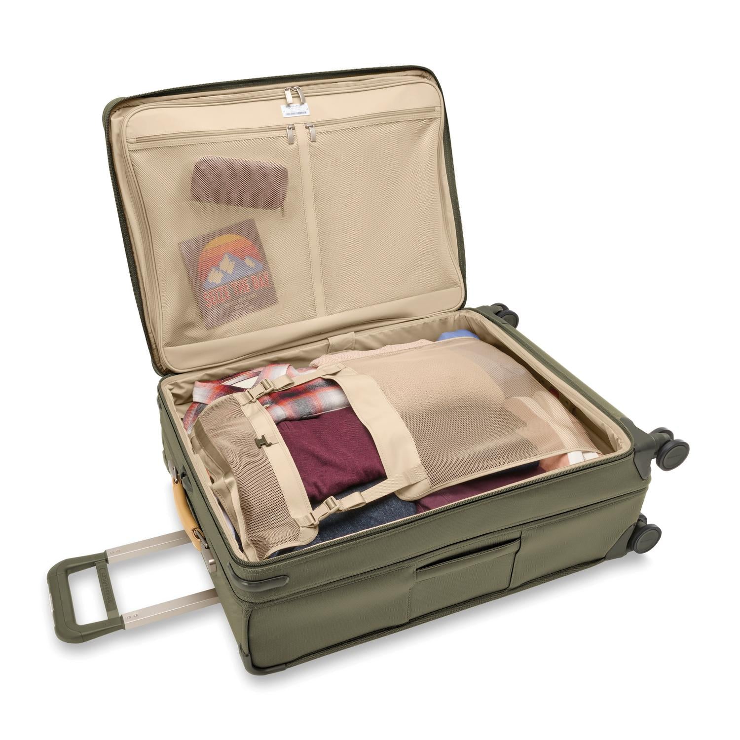 Briggs and Riley Large Expandable Spinner Olive Open Packed #color_olive