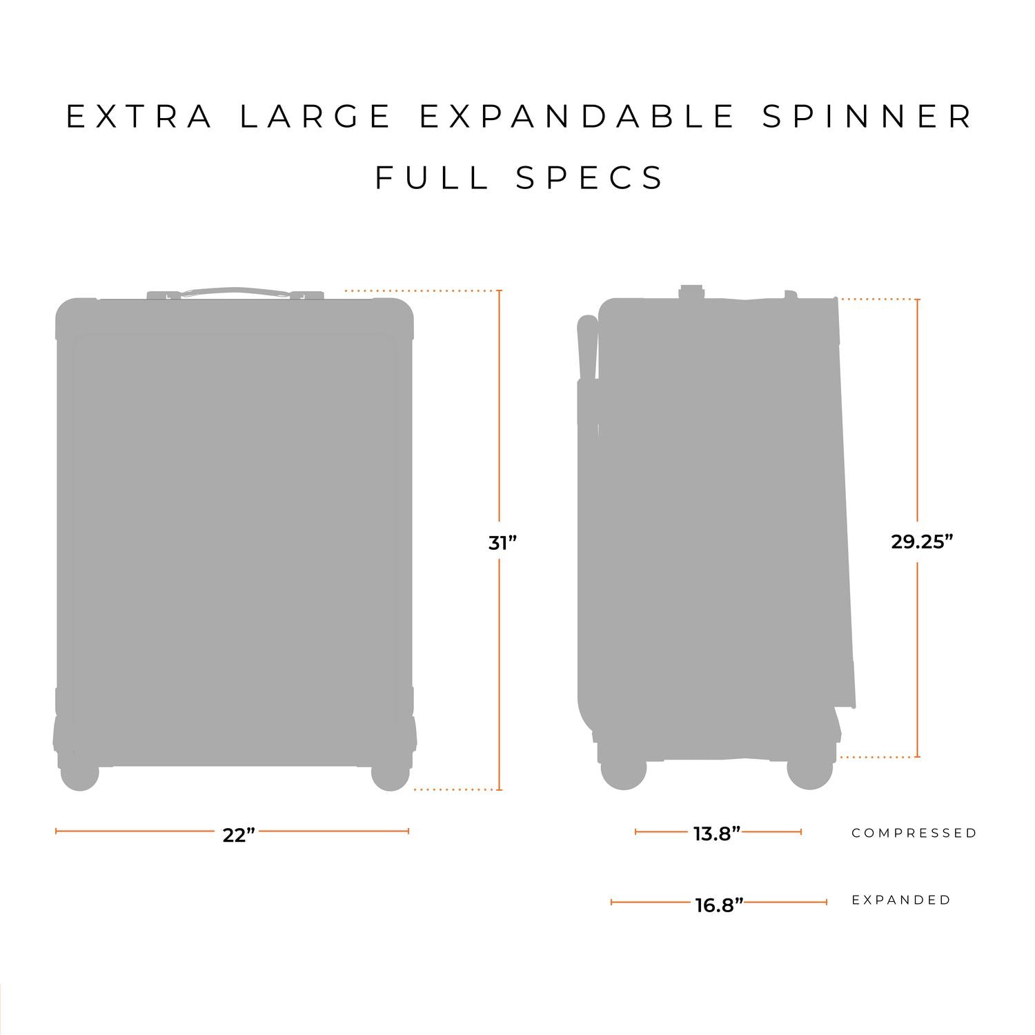 Briggs and Riley Extra Large Expandable Spinner Full Specs 22"x31"x13.8" compressed or 16.8" expanded #color_navy