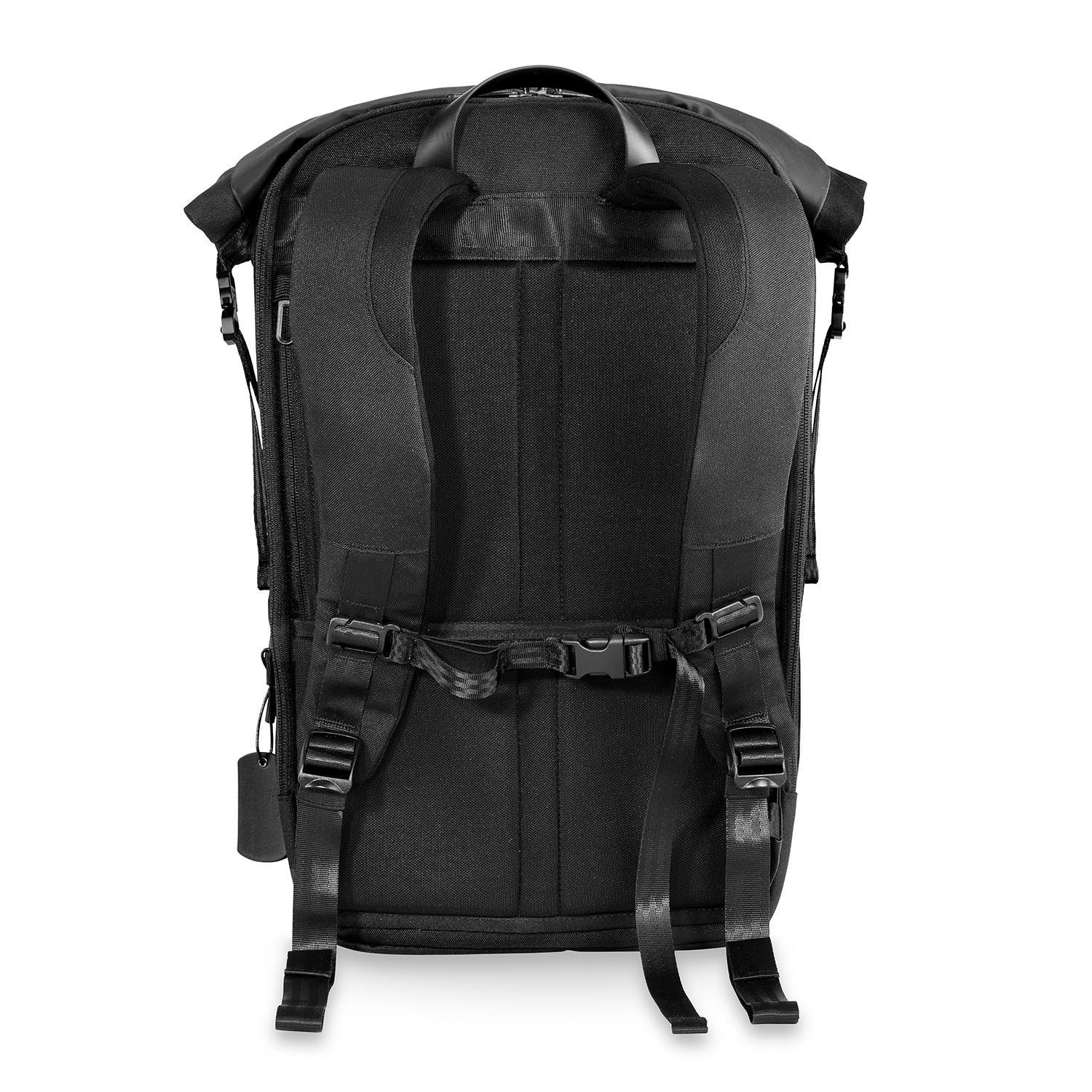Briggs and Riley Large Roll-Top Backpack Back View #color_black