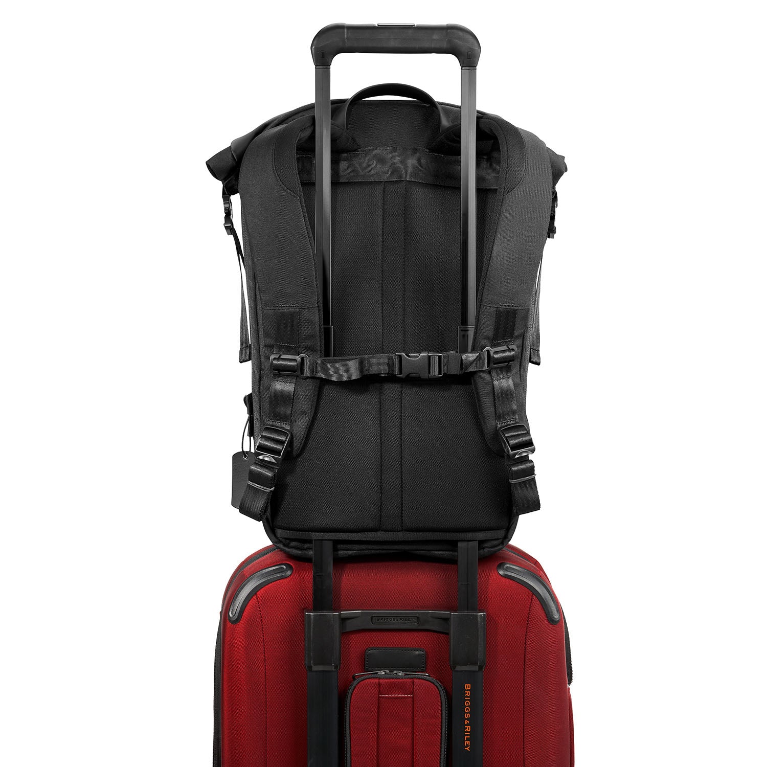 Briggs and Riley Large Roll-Top Backpack On Luggage #color_black