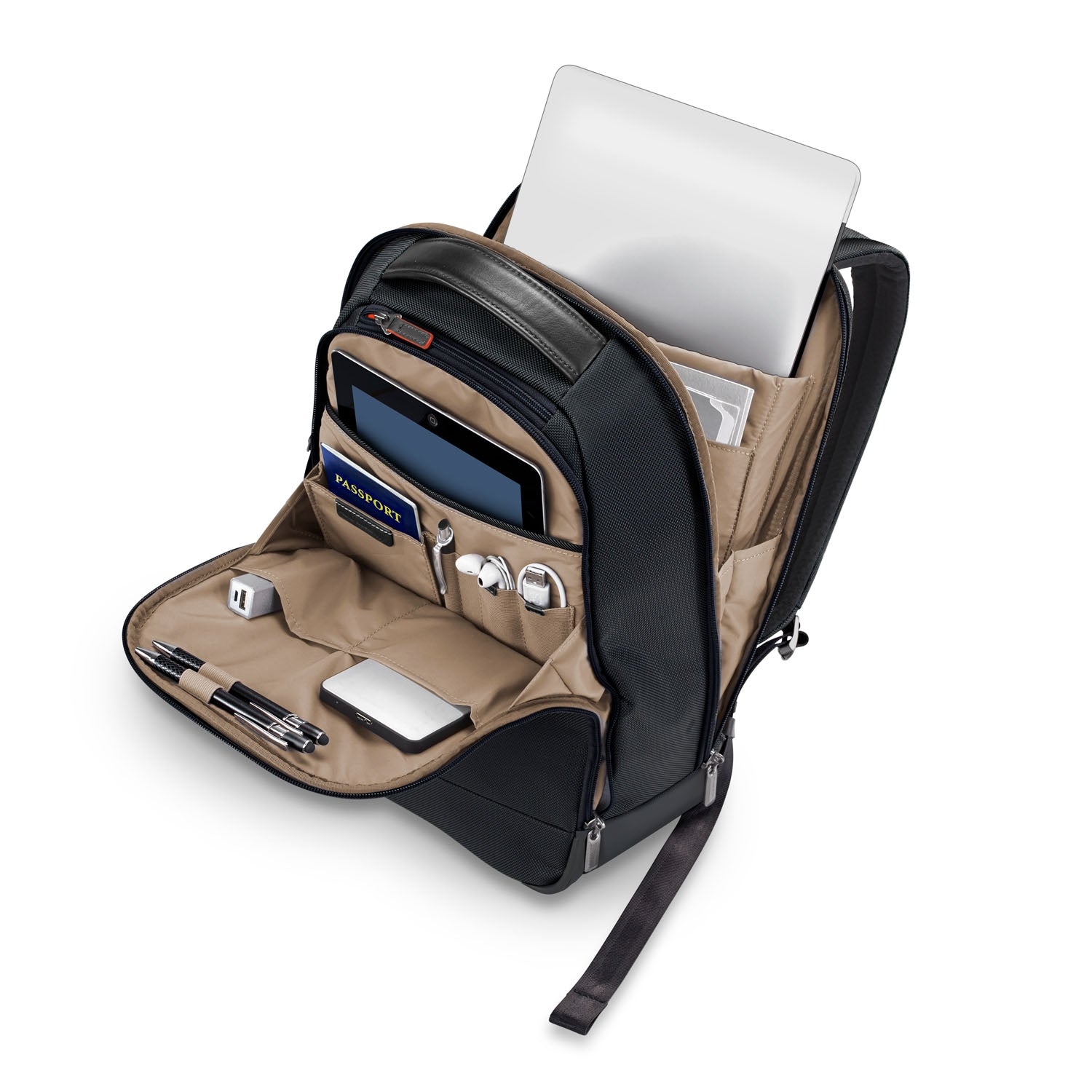 Briggs and Riley Medium Slim Backpack  Open  #color_black