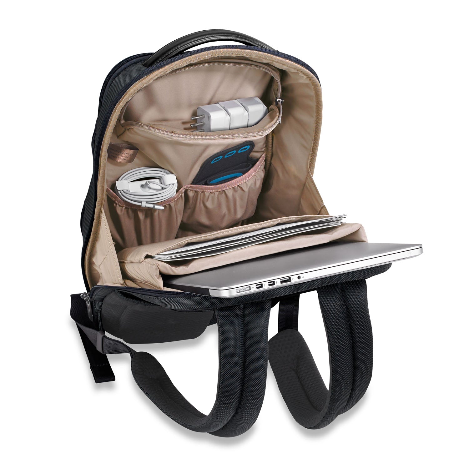Briggs and Riley Medium Slim Backpack  Open  #color_black