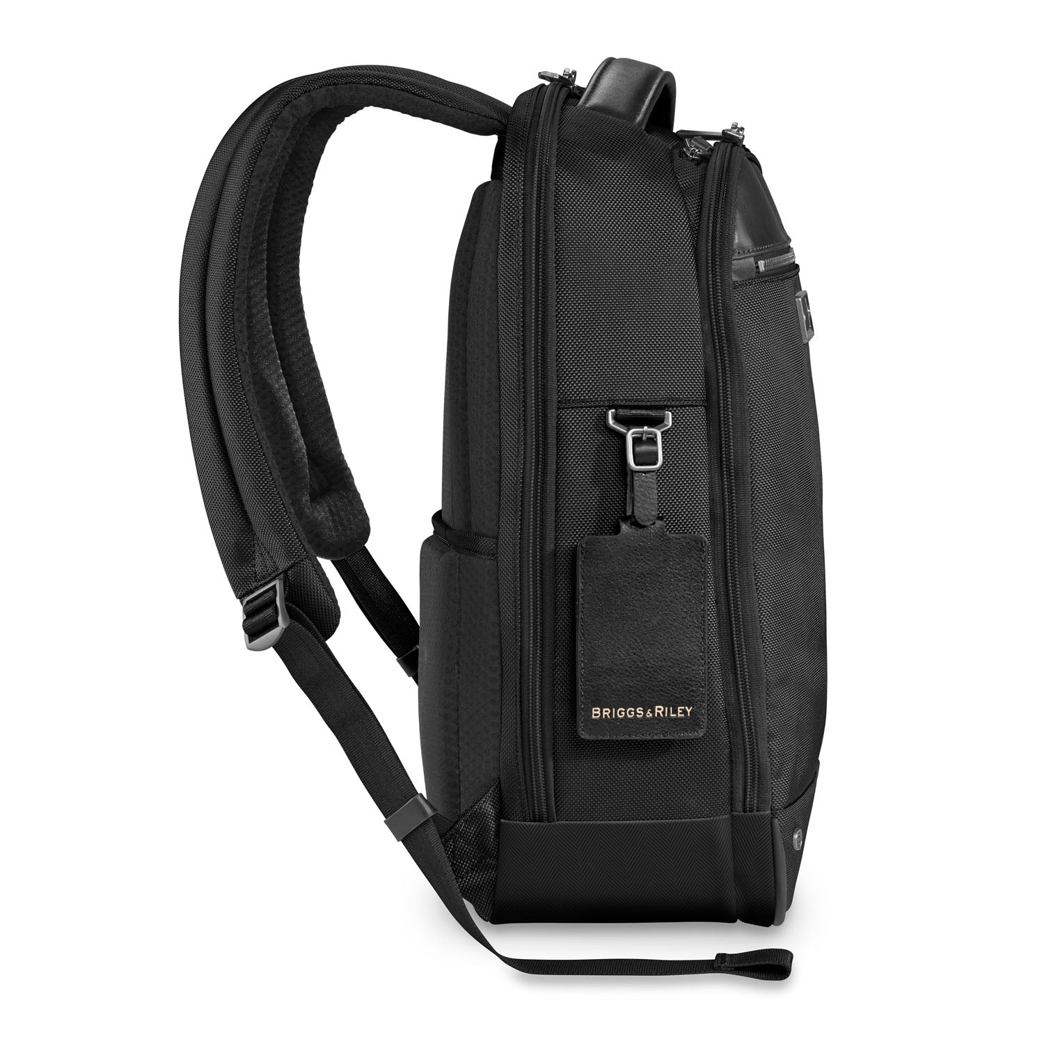 Briggs and Riley Medium Slim Backpack  Side  #color_black