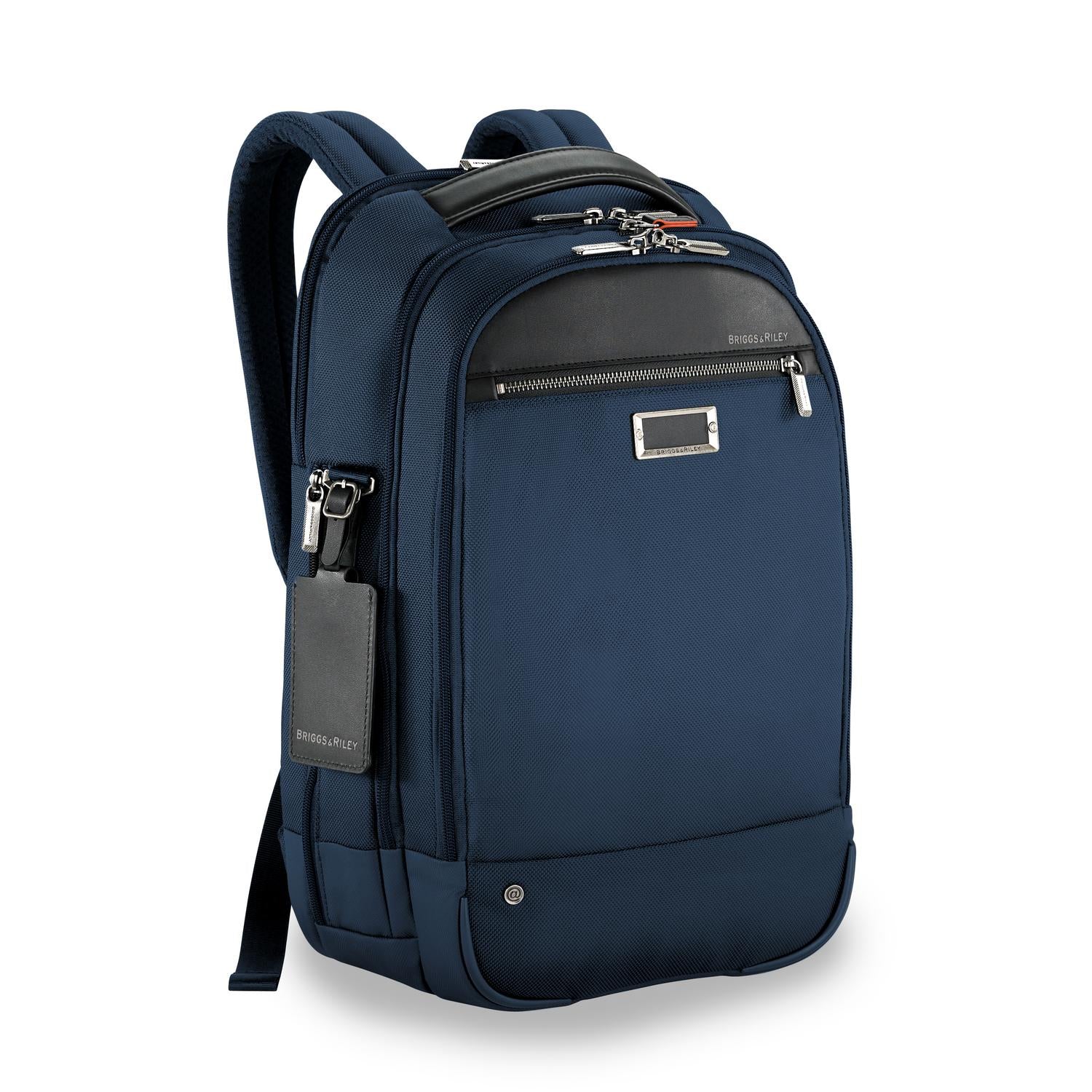 Briggs and Riley Medium Backpack Navy Side View  #color_navy