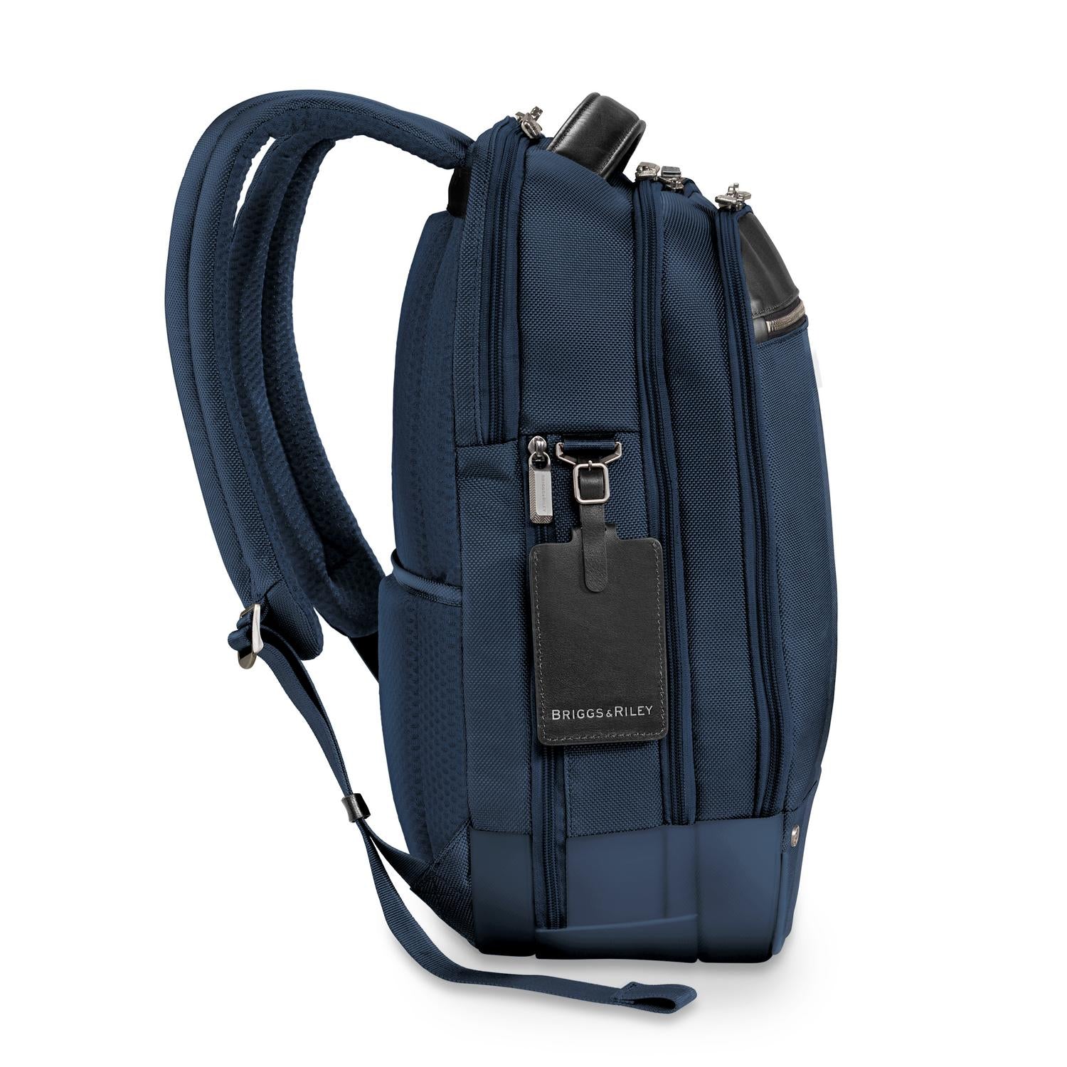 Briggs and Riley Medium Backpack Navy Side View  #color_navy