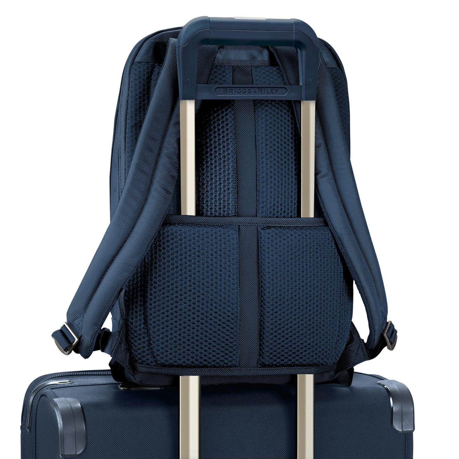 Briggs and Riley Medium Backpack Navy Back View  #color_navy