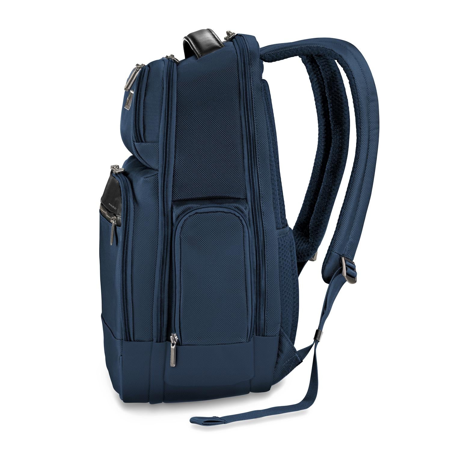 Briggs and Riley Medium Cargo Backpack Navy Side View  #color_navy