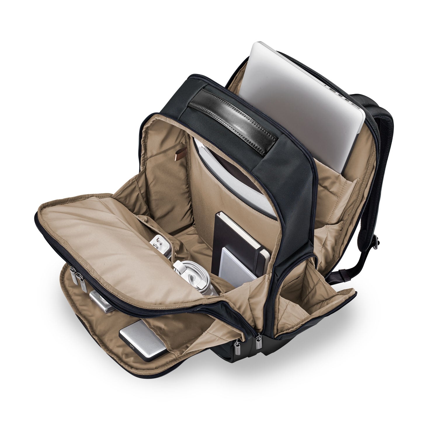 Briggs and Riley Large Cargo Backpack Open #color_black