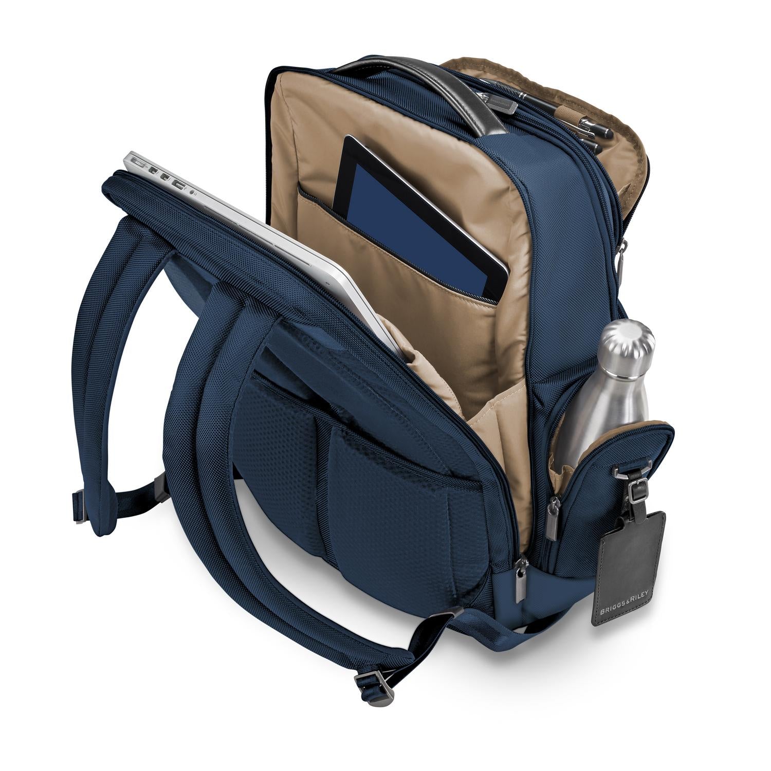 Briggs and Riley Large Cargo Backpack Navy Open View  #color_navy
