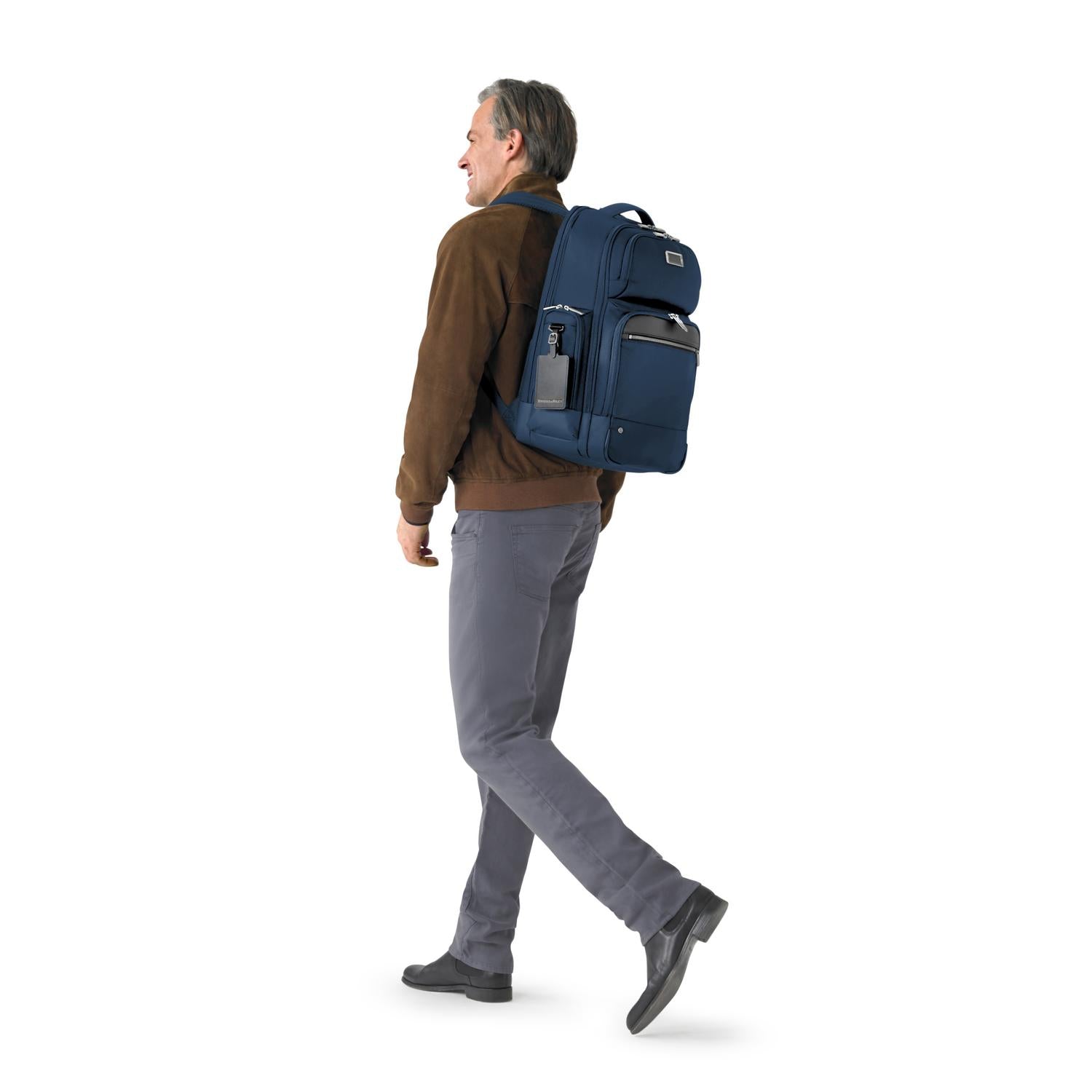 Briggs and Riley Large Cargo Backpack On Figure View  #color_navy