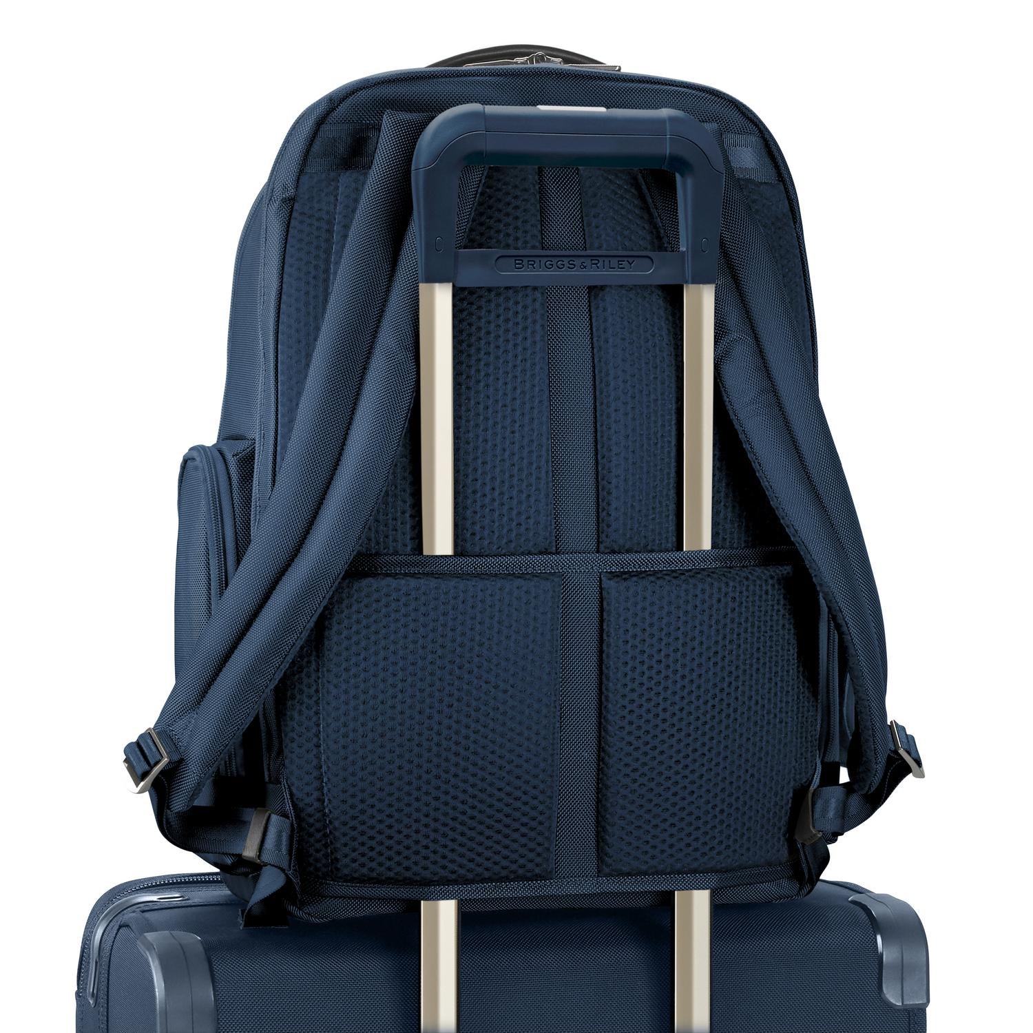 Briggs and Riley Large Cargo Backpack Navy Back View #color_navy