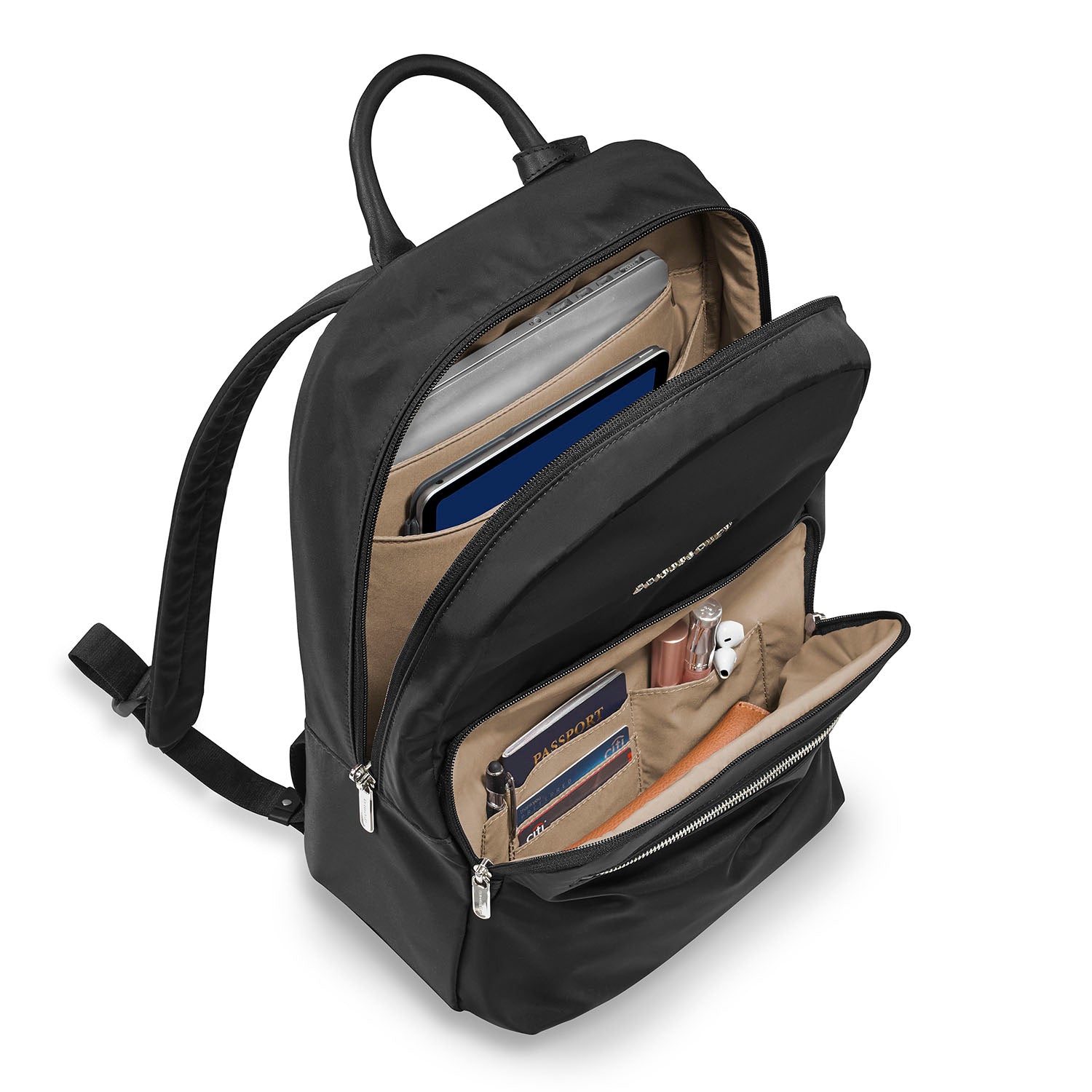 Essential Backpack pocket view #color_black