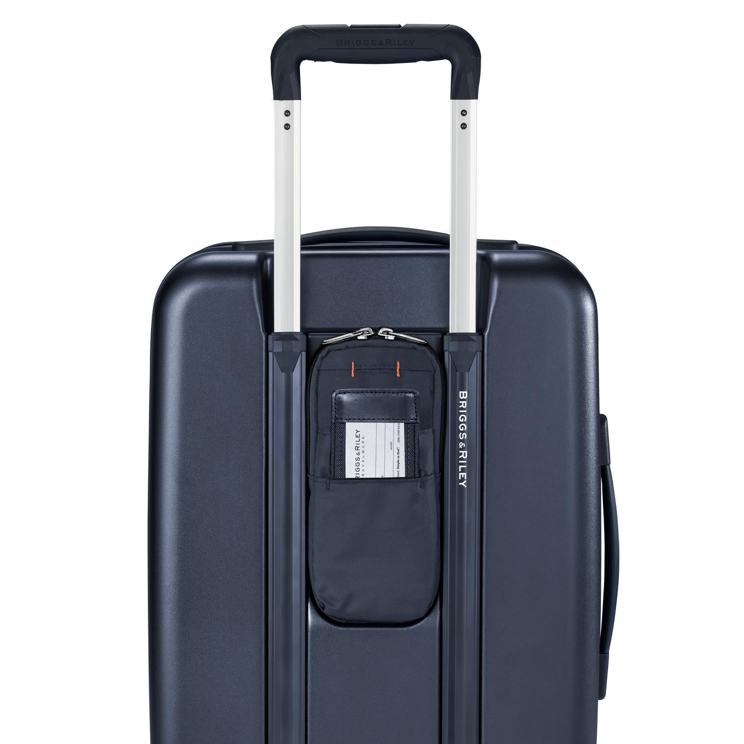 Briggs and Riley Sympatico Domestic Carry-On Expandable Spinner Navy ID Tag #color_matte-navy