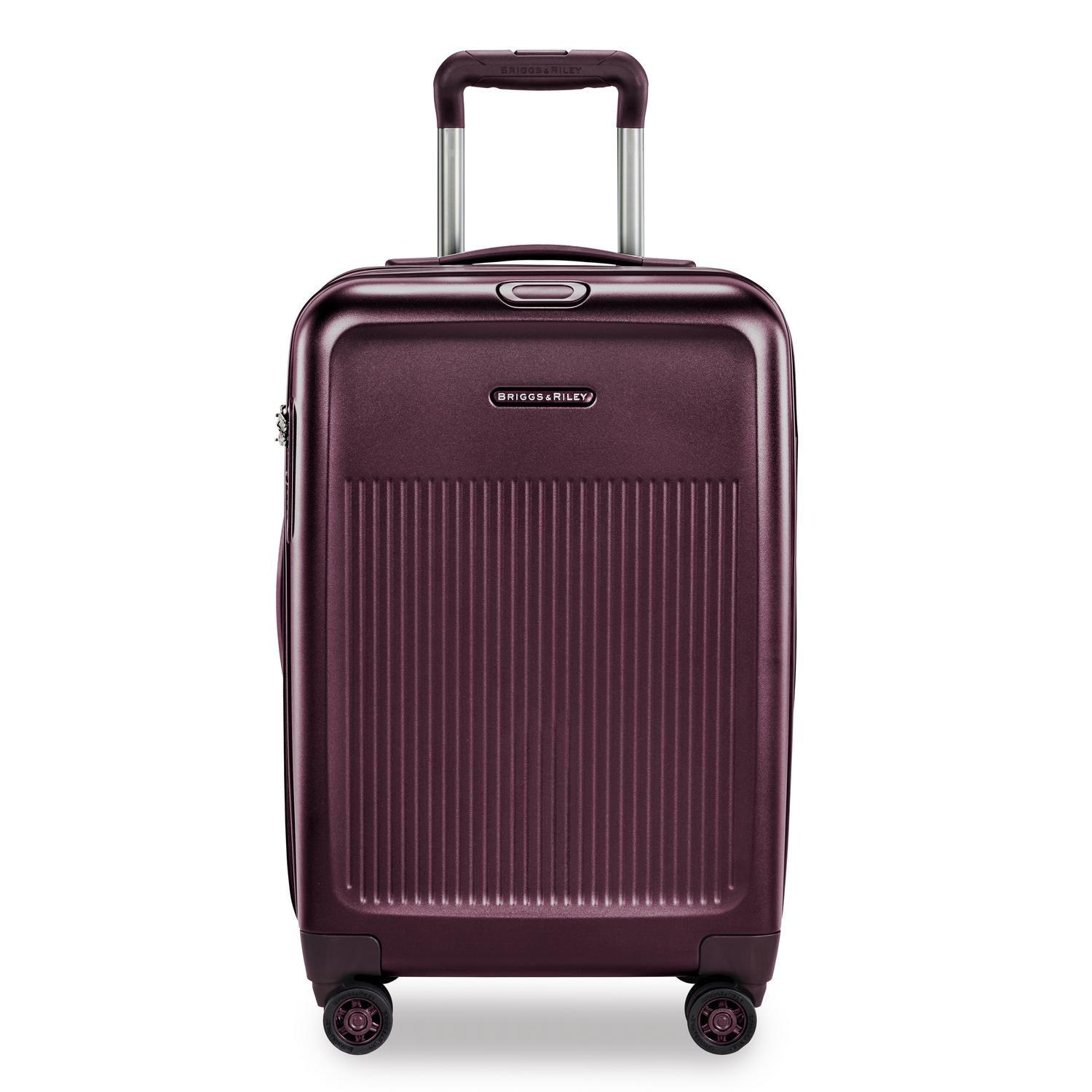 Briggs and Riley Sympatico Domestic Carry-On Expandable Spinner Plum Front #color_plum