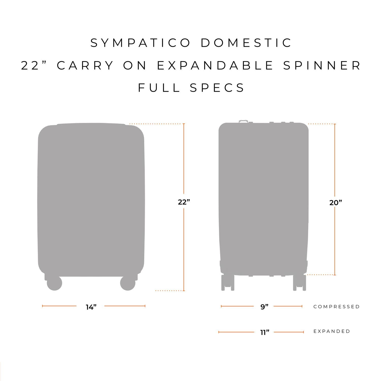 Briggs and Riley Sympatico Domestic Carry-On Expandable Spinner, Full Specs 14"x22"x11" #color_black