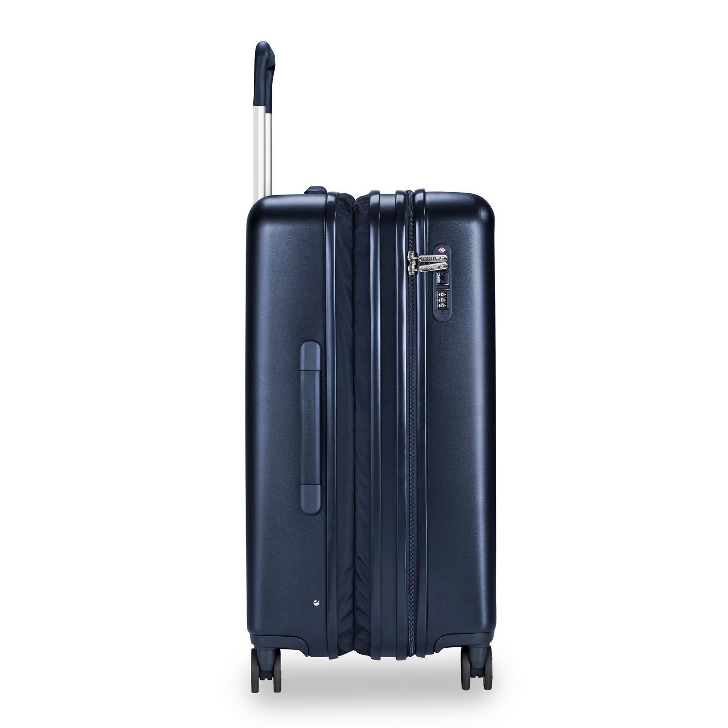 Briggs and Riley Sympatico Medium expandable Spinner Navy Side Expanded #color_matte-navy