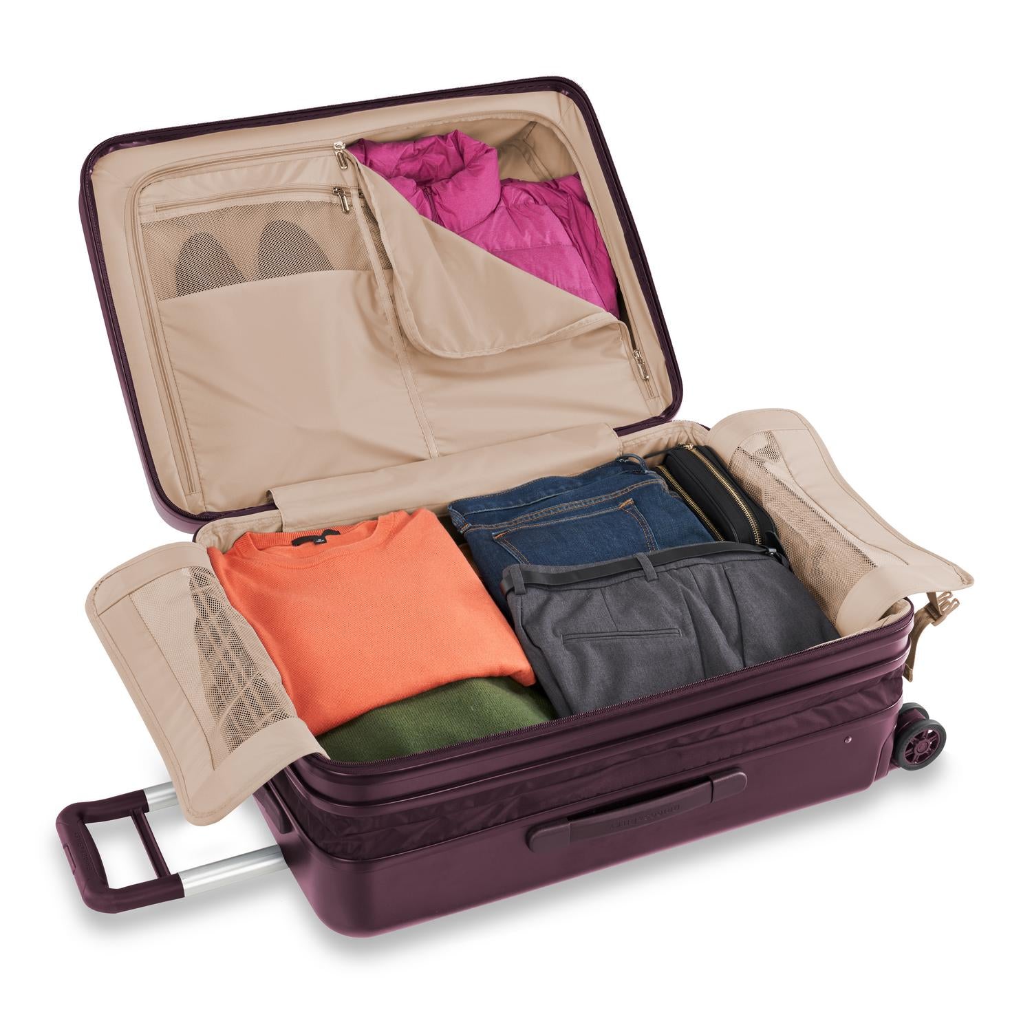 Briggs and Riley Sympatico Medium expandable Spinner Plum Open Packed #color_plum