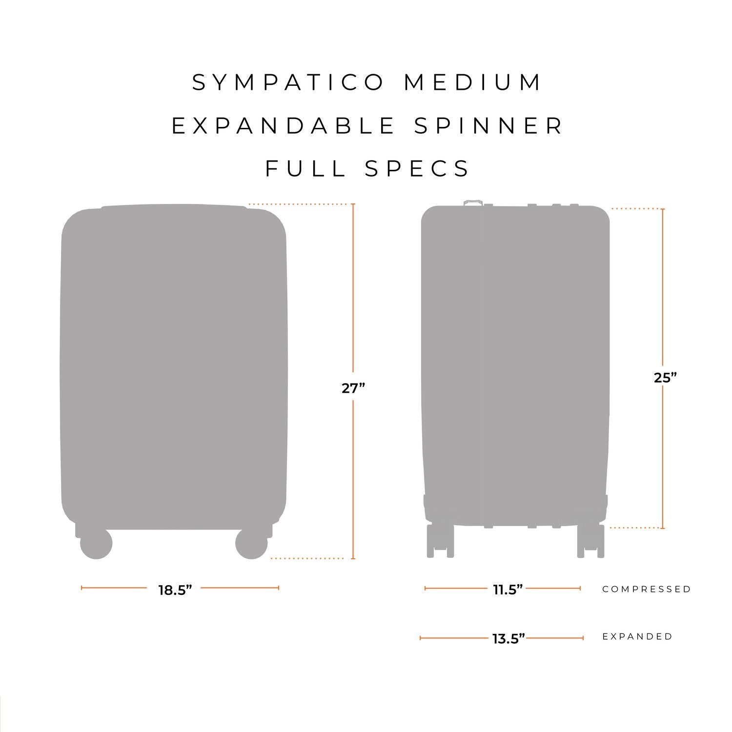 Briggs and Riley Sympatico Medium expandable Spinner, Full Specs 18.5"x27"x13.5" #color_black
