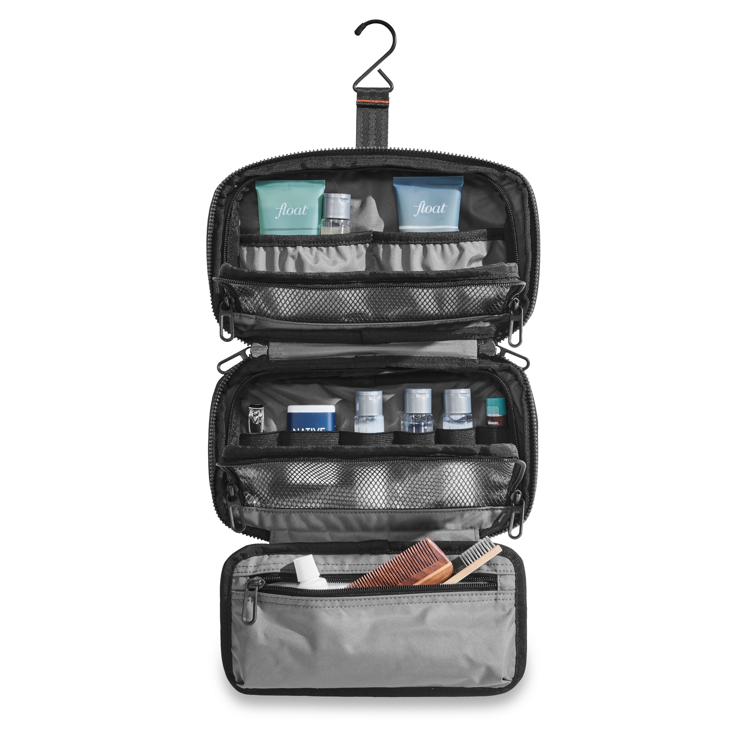 ZDX Hanging Toiletry Kit Open Packed #color_black