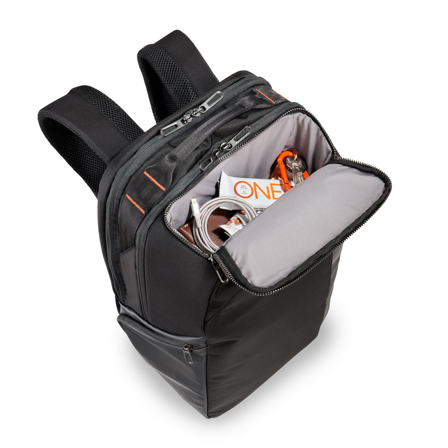 Briggs and Riley ZDX Cargo Backpack Top Pocket Packed #color_black