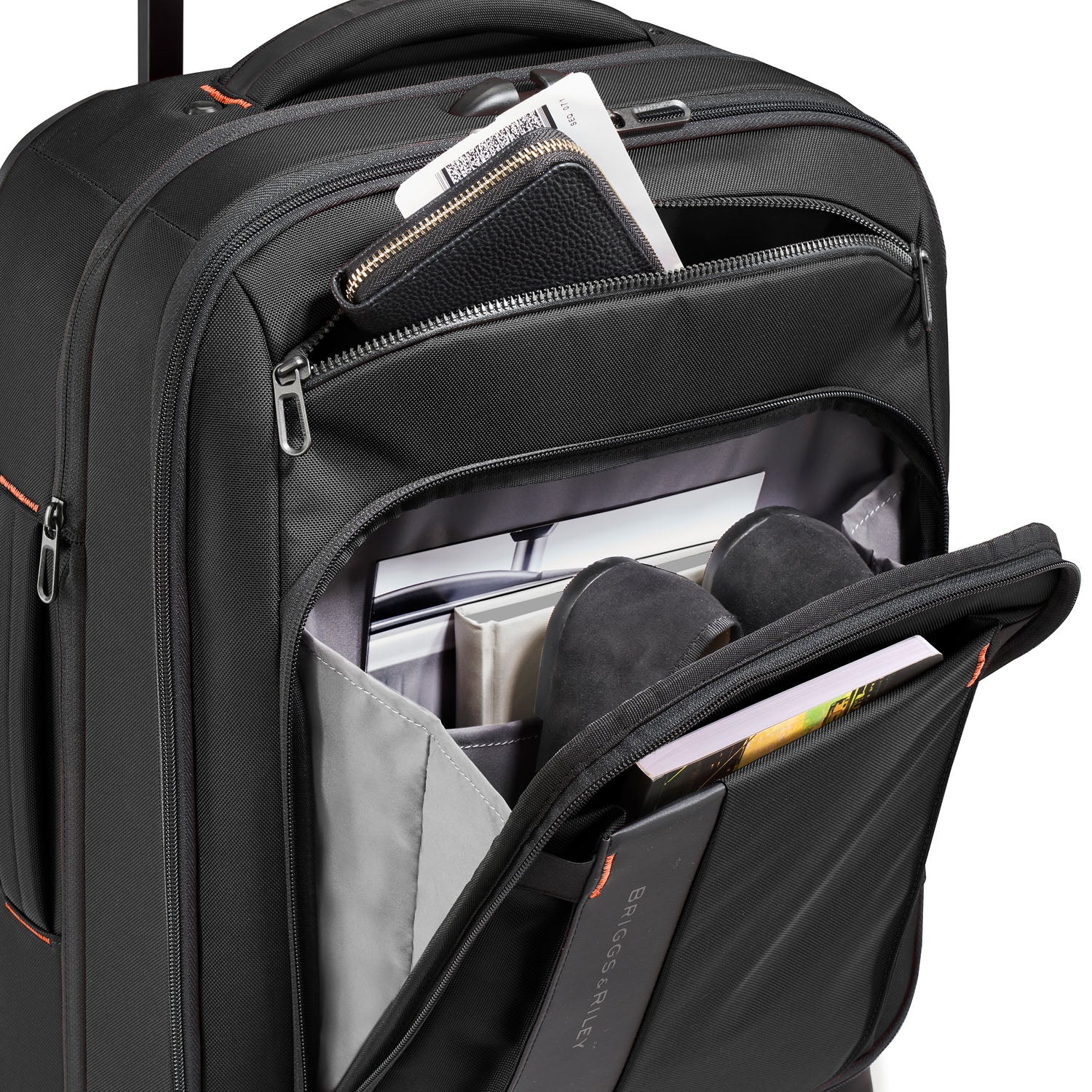 ZDX International 21" Carry-On Expandable Spinner Black  Front Pockets #color_black