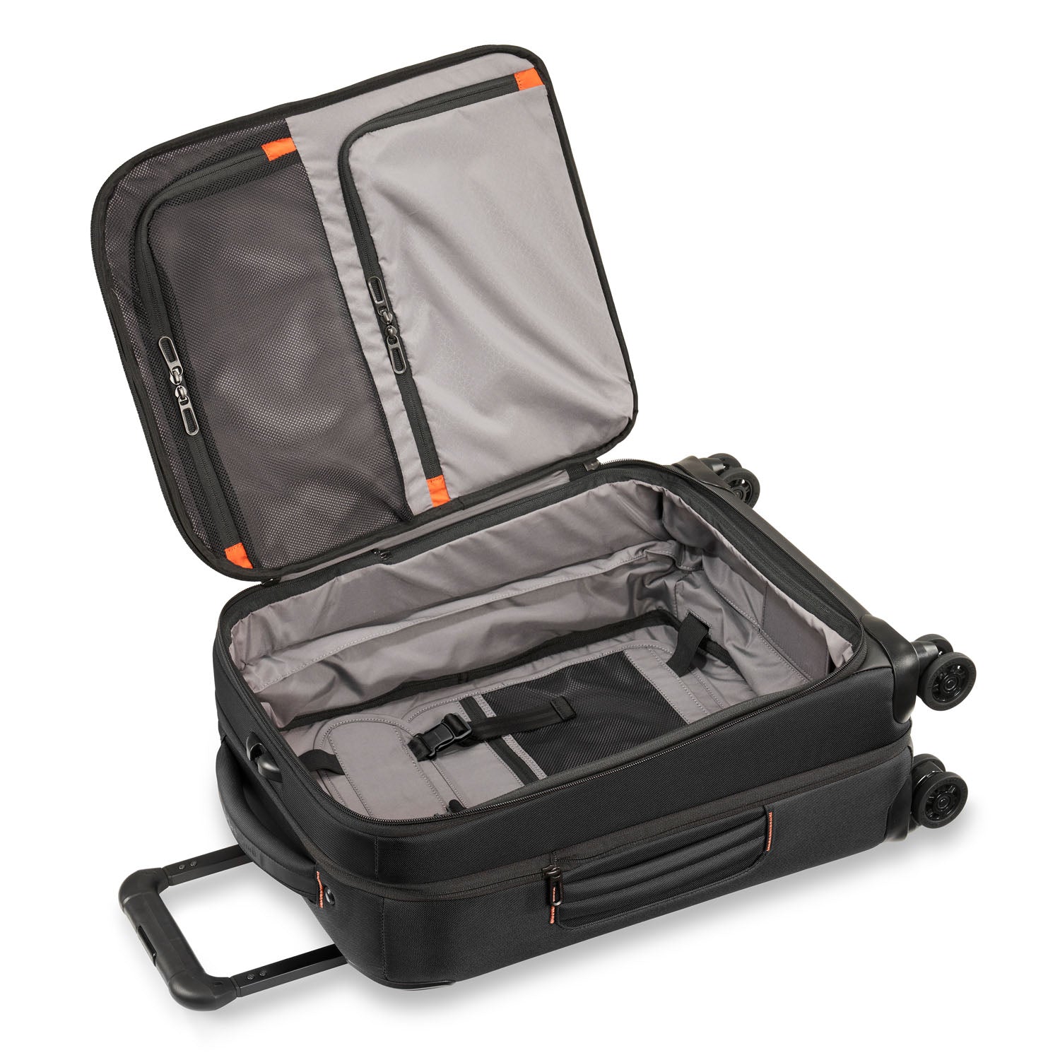 ZDX International 21" Carry-On Expandable Spinner Black Open #color_black