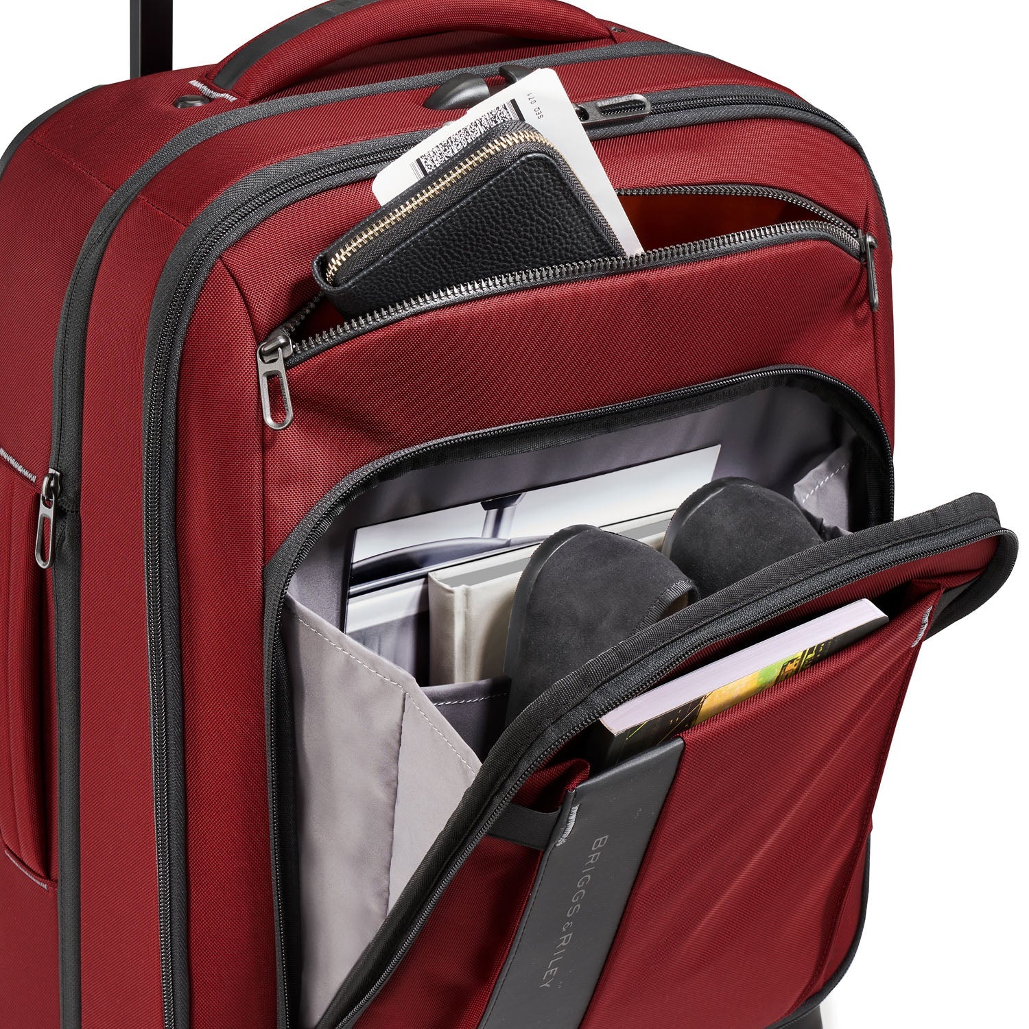 ZDX International 21" Carry-On Expandable Spinner Brick Front Pockets
