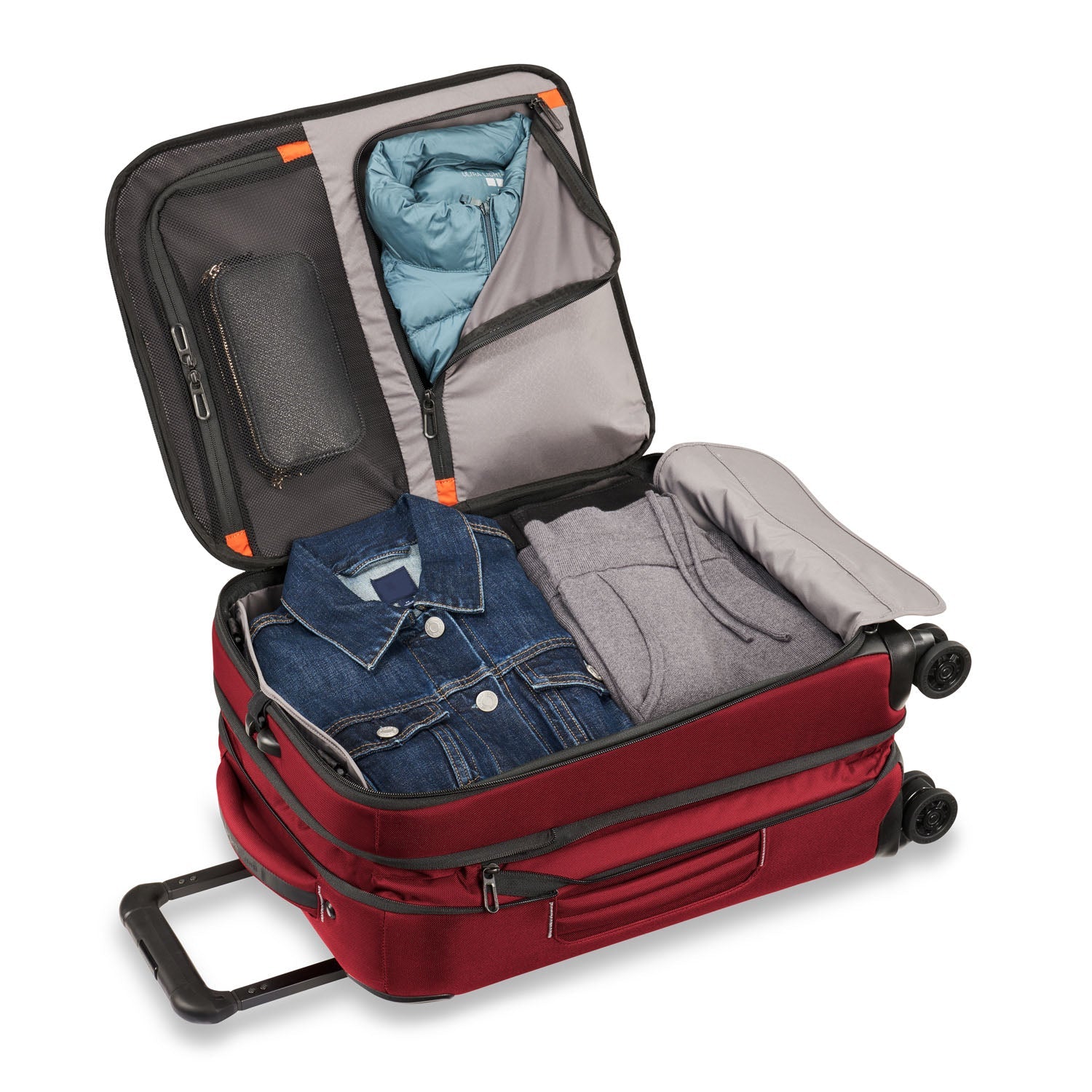 ZDX International 21" Carry-On Expandable Spinner Brick Open Packed