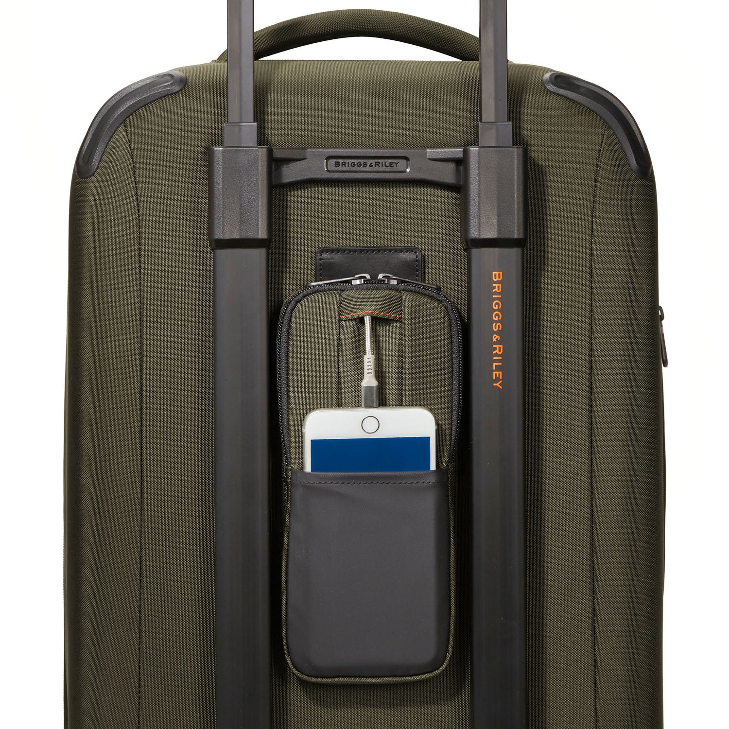 Briggs and Riley ZDX Domestic 22" Carry-On Expandable Spinner Hunter Phone Pocket  #color_hunter