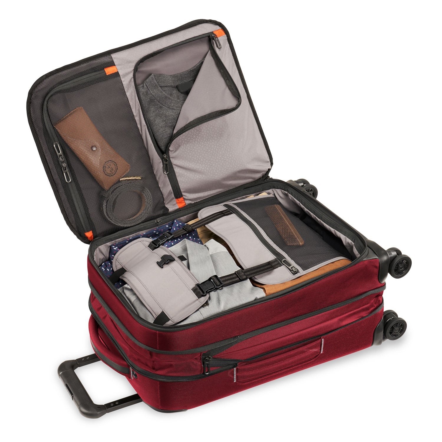 Briggs and Riley ZDX Domestic 22" Carry-On Expandable Spinner Brick Packed #color_brick