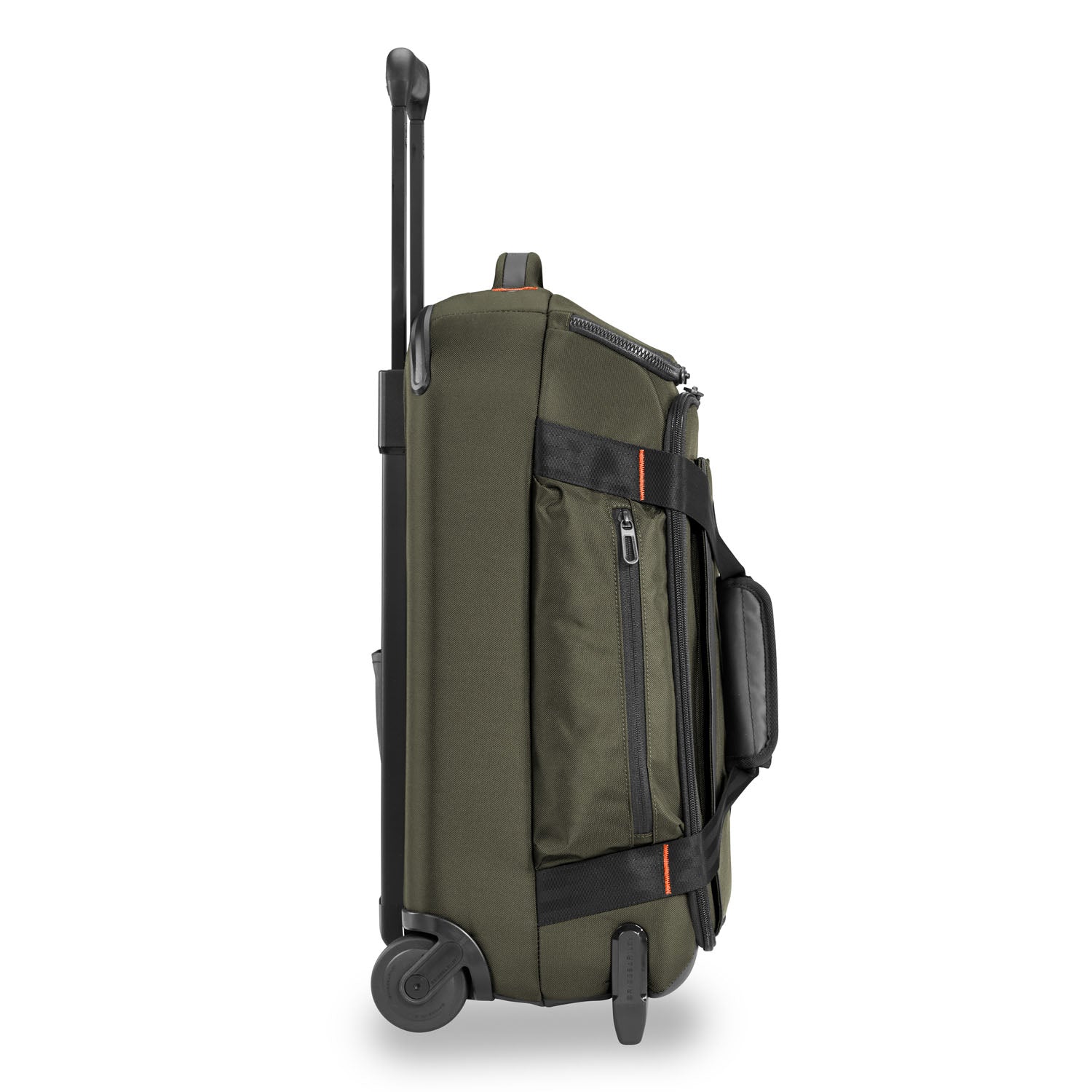 Briggs and Riley ZDX Rolling Carry-On Upright Duffle Hunter Side View #color_hunter