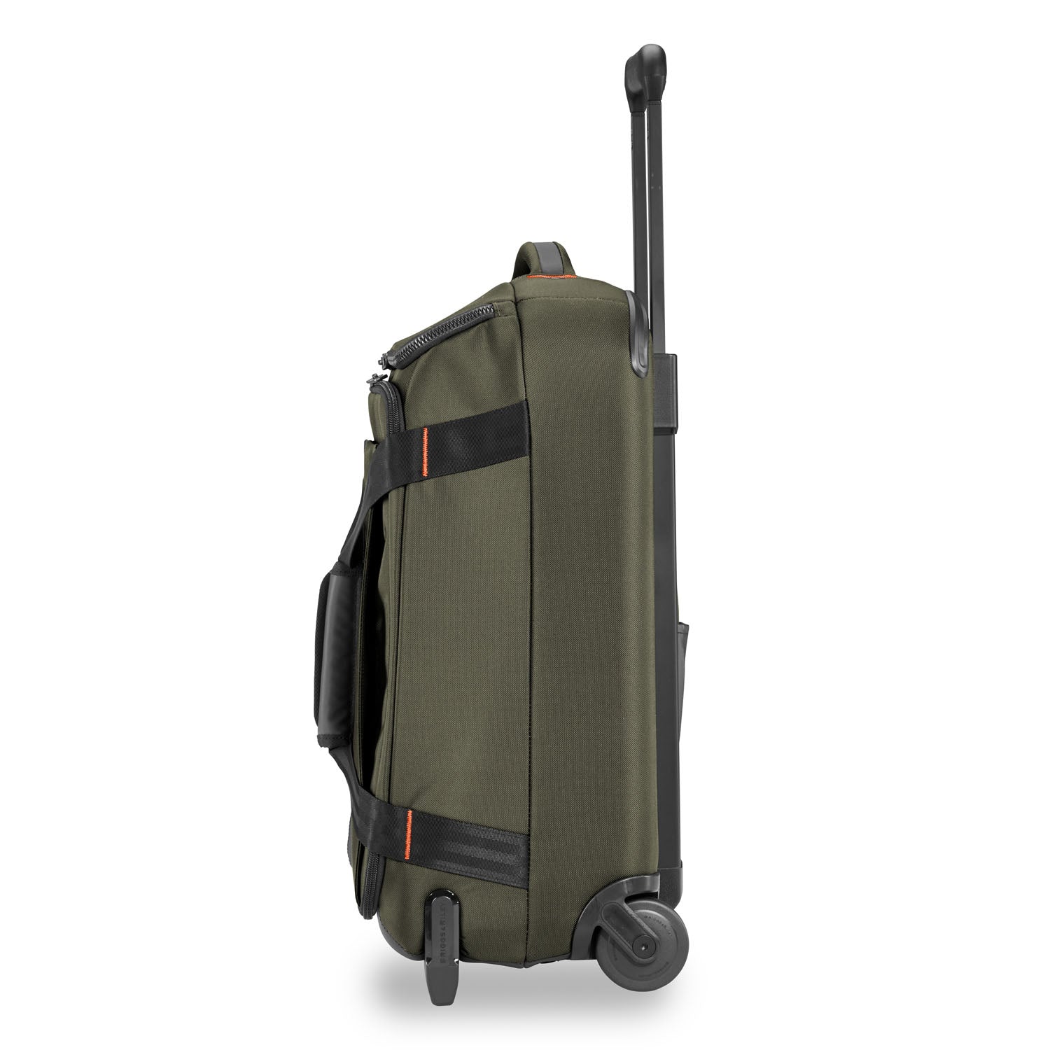 Briggs and Riley ZDX Rolling Carry-On Upright Duffle Hunter Side View #color_hunter