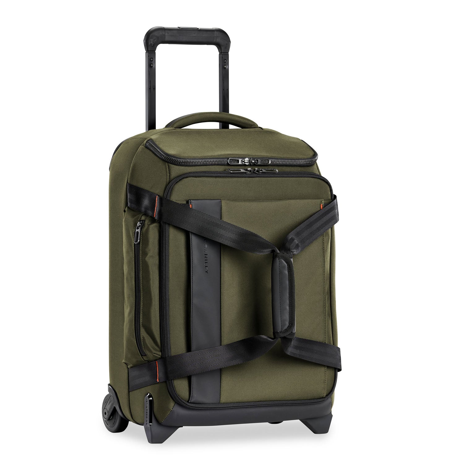 Briggs and Riley ZDX Rolling Carry-On Upright Duffle Hunter Front View #color_hunter